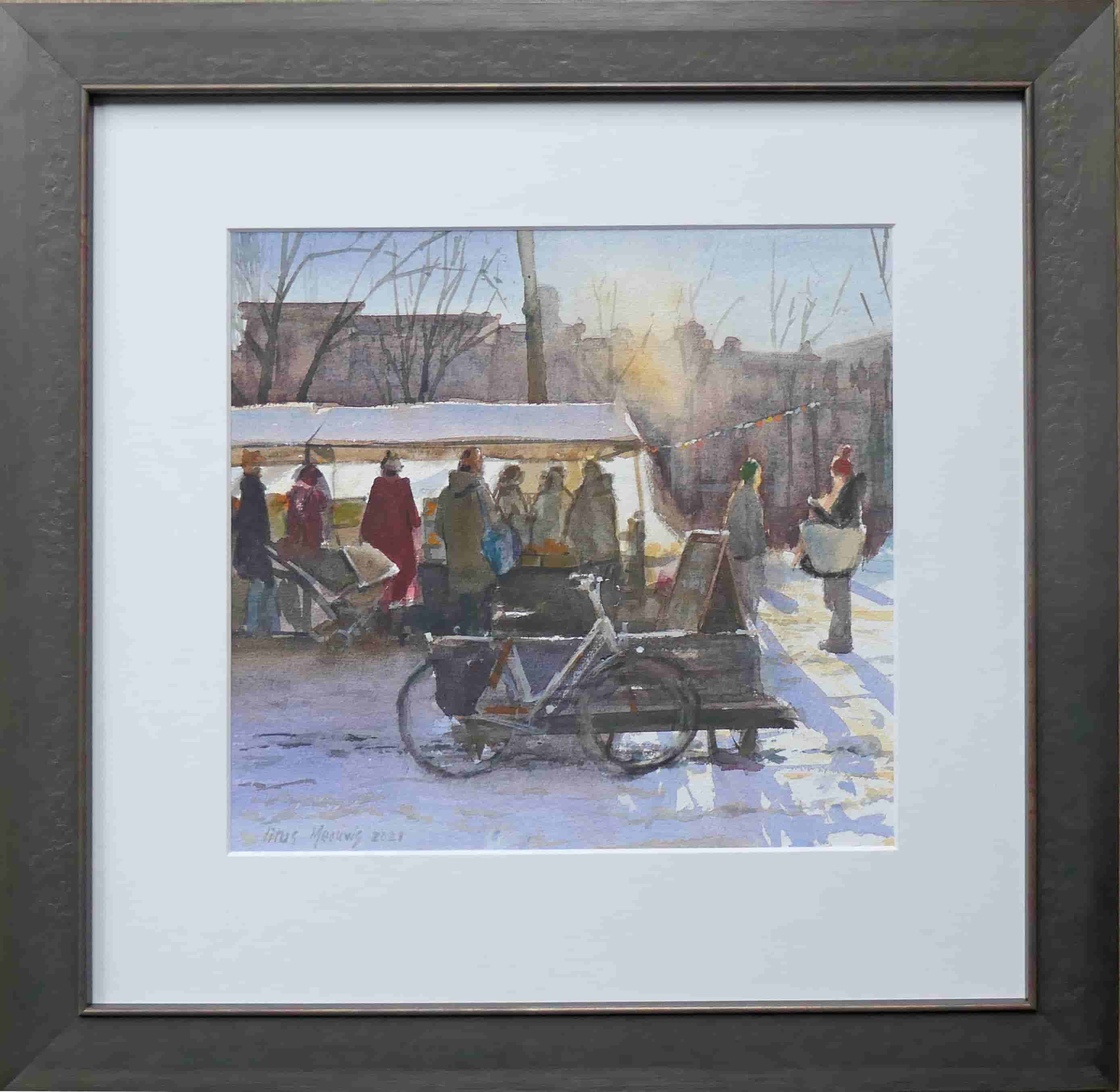 Titus Meeuws - Noordermarkt te Amsterdam (met lijst)