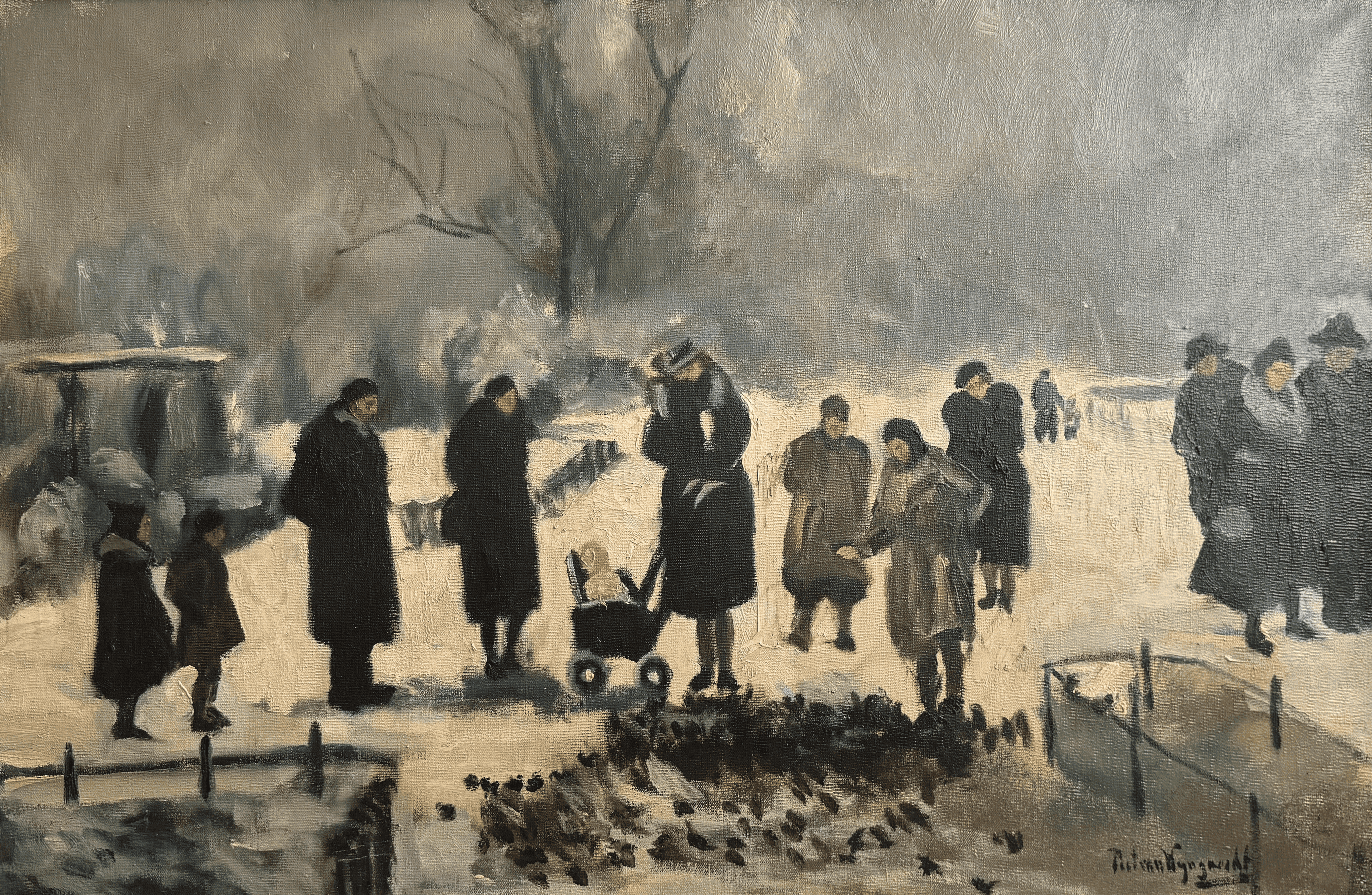 Piet van Wijngaerdt - Barre winter in het Vondelpark (zonder lijst)