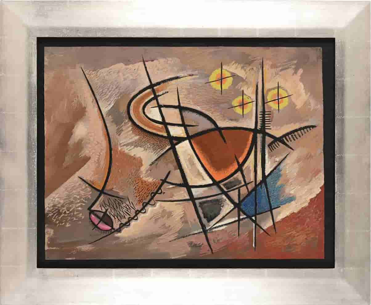 Dolf Breetvelt - Abstracte gouache compositie op papier, circa jaren 1950 (met lijst)