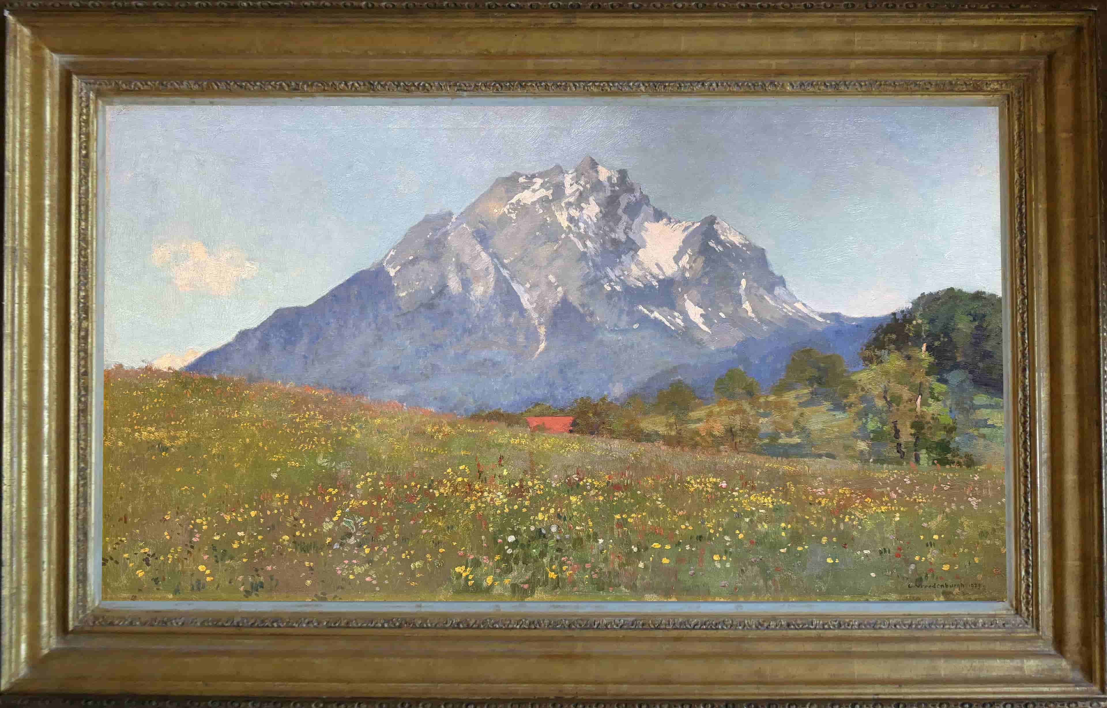 Cornelis Vreedenburgh - Gezicht op de Pilatus berg in Zwitserland (met lijst)