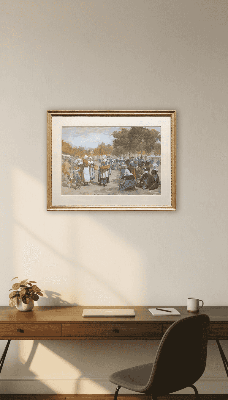 Lucien Alphonse Gros - Markttafereel te Concarneau, Bretagne, 1907 (in interieur)