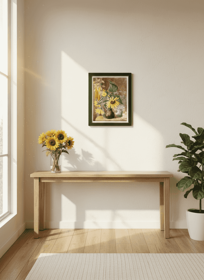 Herman Bieling - Zonnebloemen en distels in vintage vaas, 1928 (in interieur)