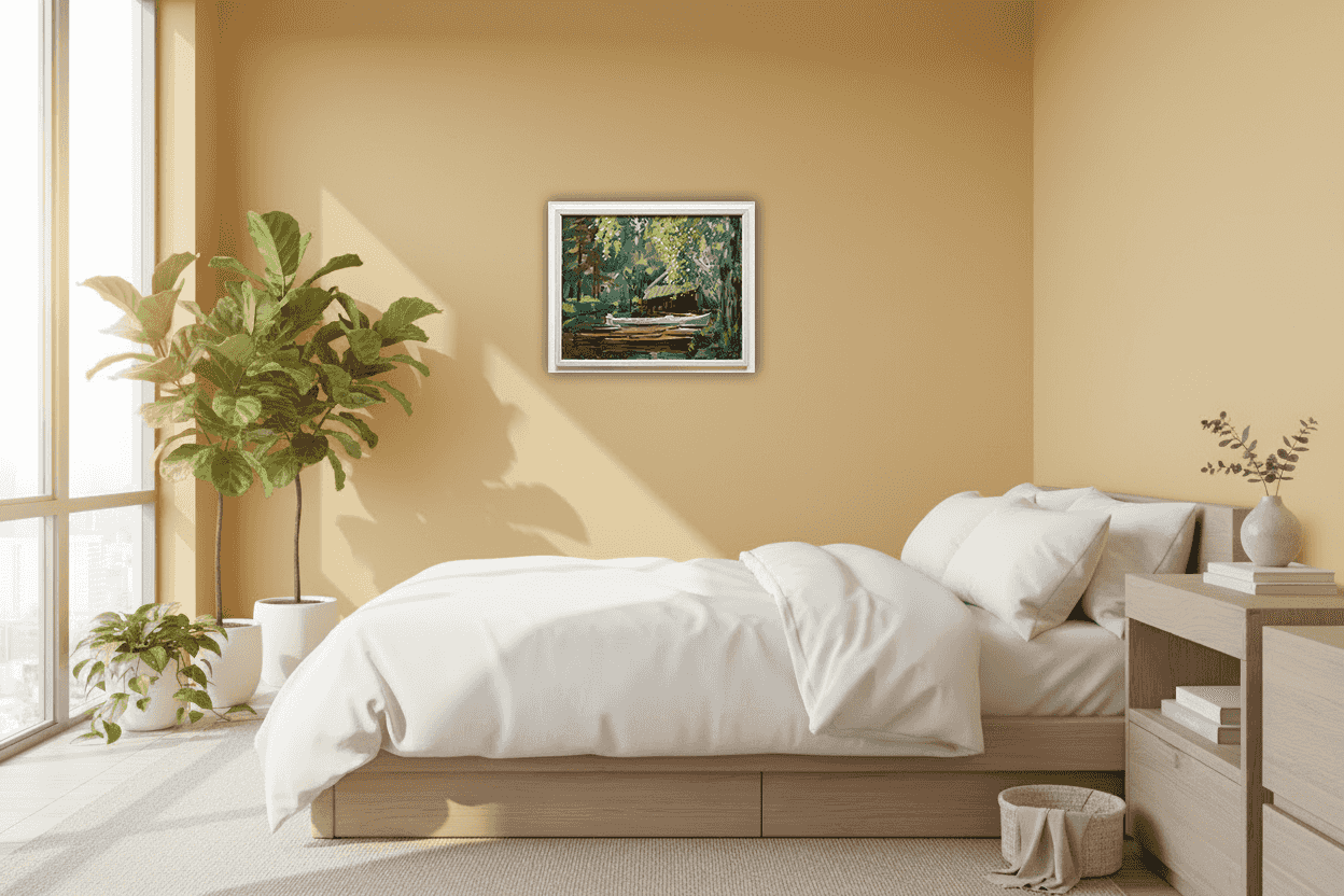 Jan Lucas van der Baan - Boten bij het Paterswoldemeer (in interieur)