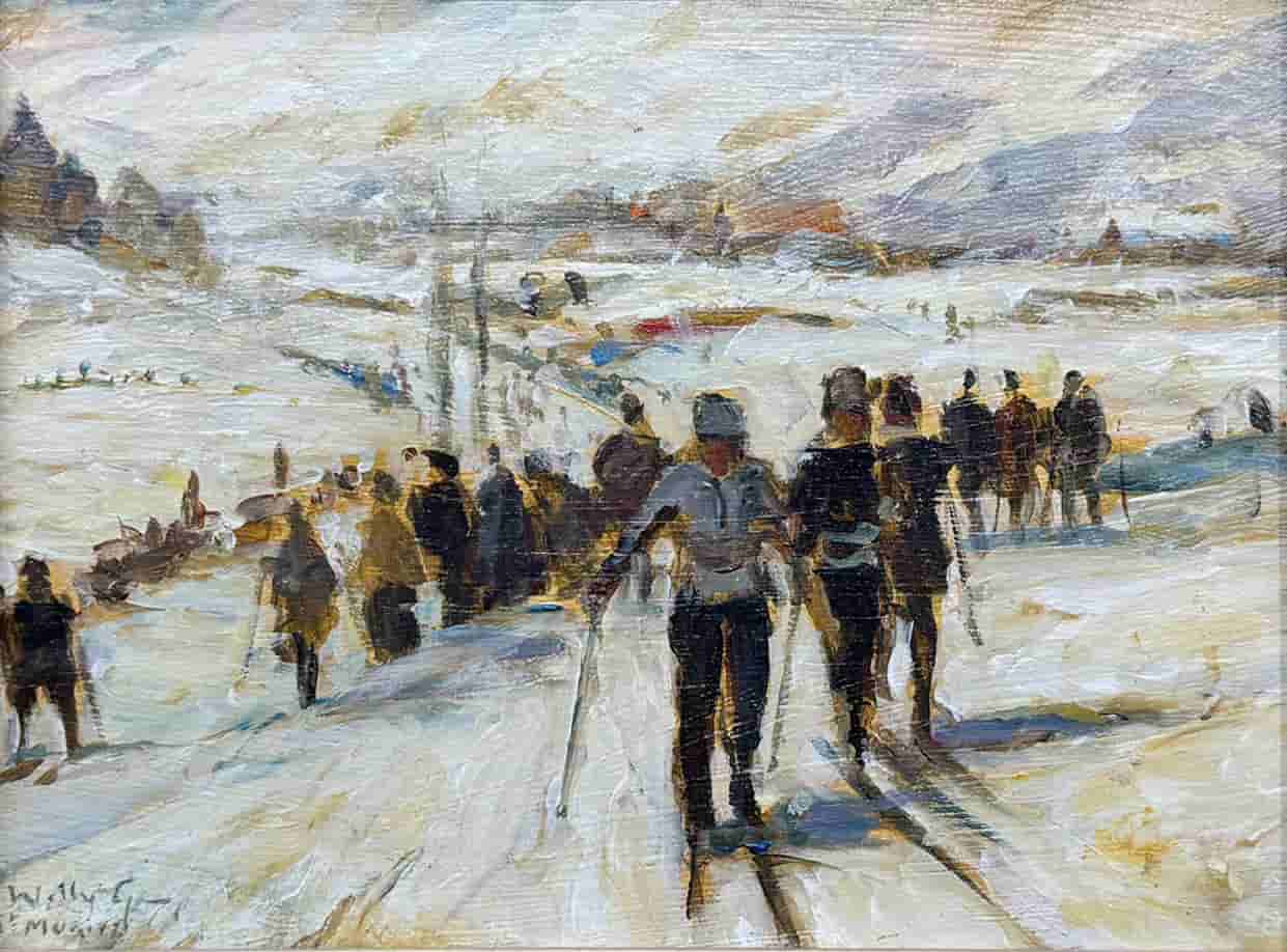 Willy Sluiter - Skiërs in St. Moritz (zonder lijst)