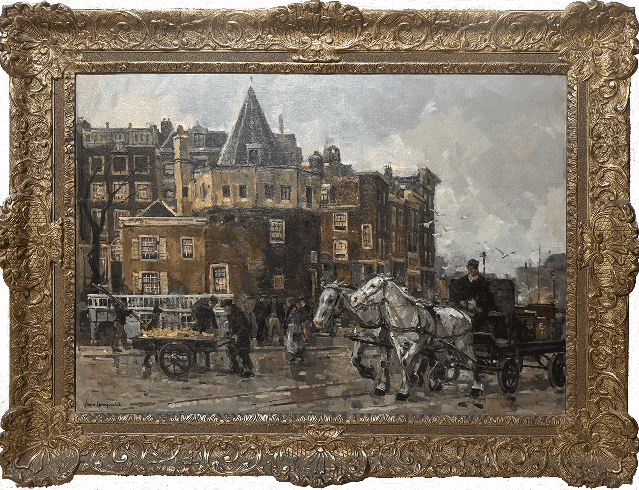 Frans Langeveld - Gezicht op de Schreierstoren te Amsterdam (met lijst)