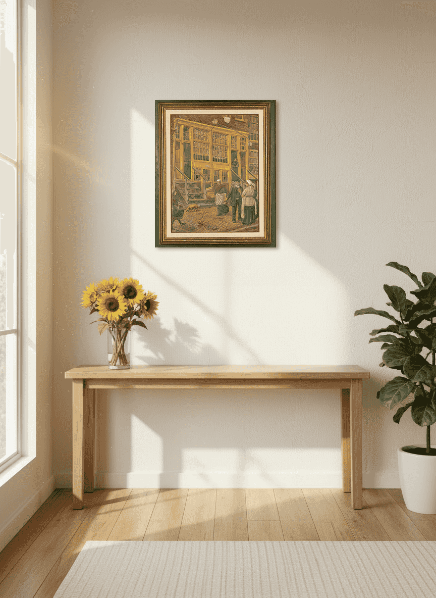 Gerard-Johan Staller - Straattafereel in de Joodse buurt van Amsterdam (in interieur)
