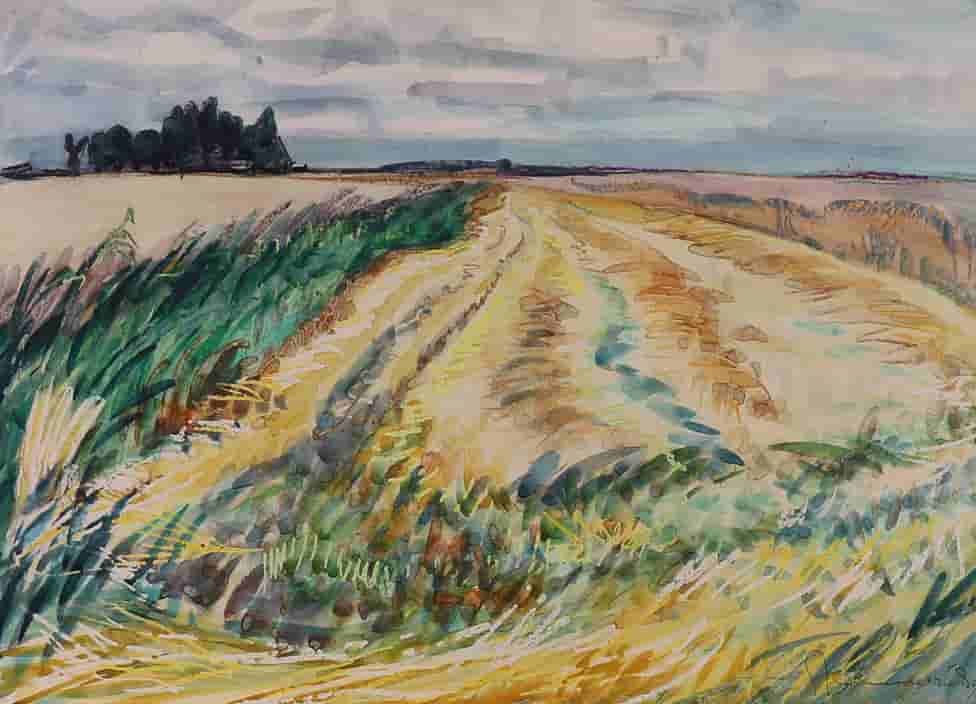 Jannes de Vries - Akkerlandschap op het hoge land in Groningen (zonder lijst)