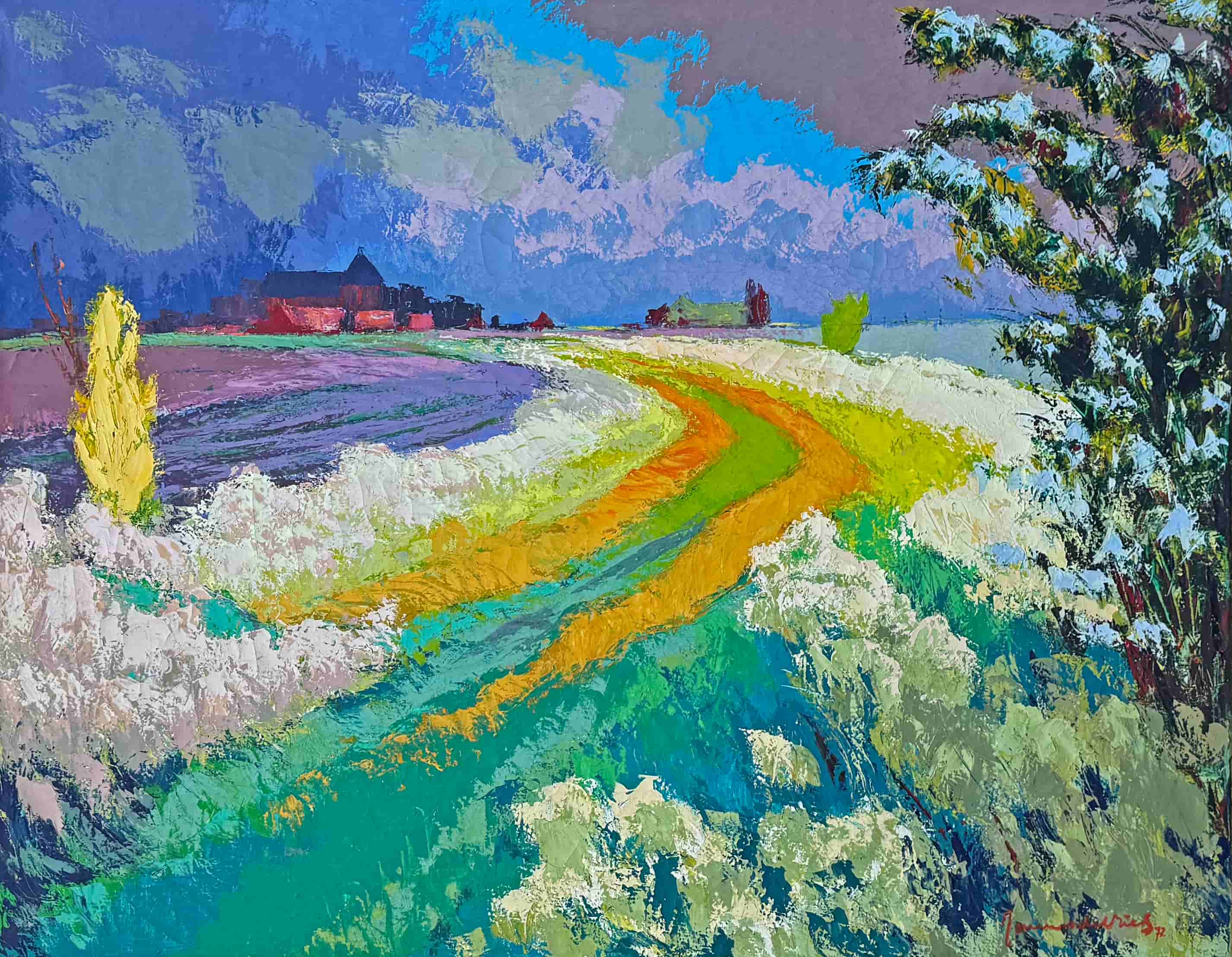 Jannes de Vries - Gezicht op Huizinge (in 1972) (zonder lijst)