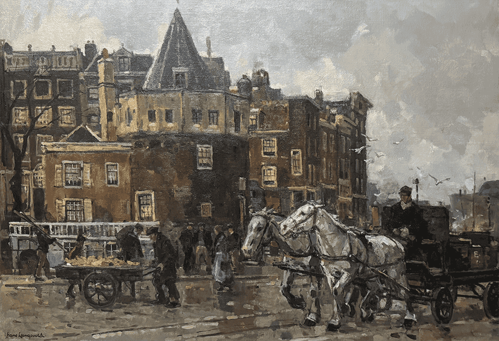 Frans Langeveld - Gezicht op de Schreierstoren te Amsterdam (zonder lijst)