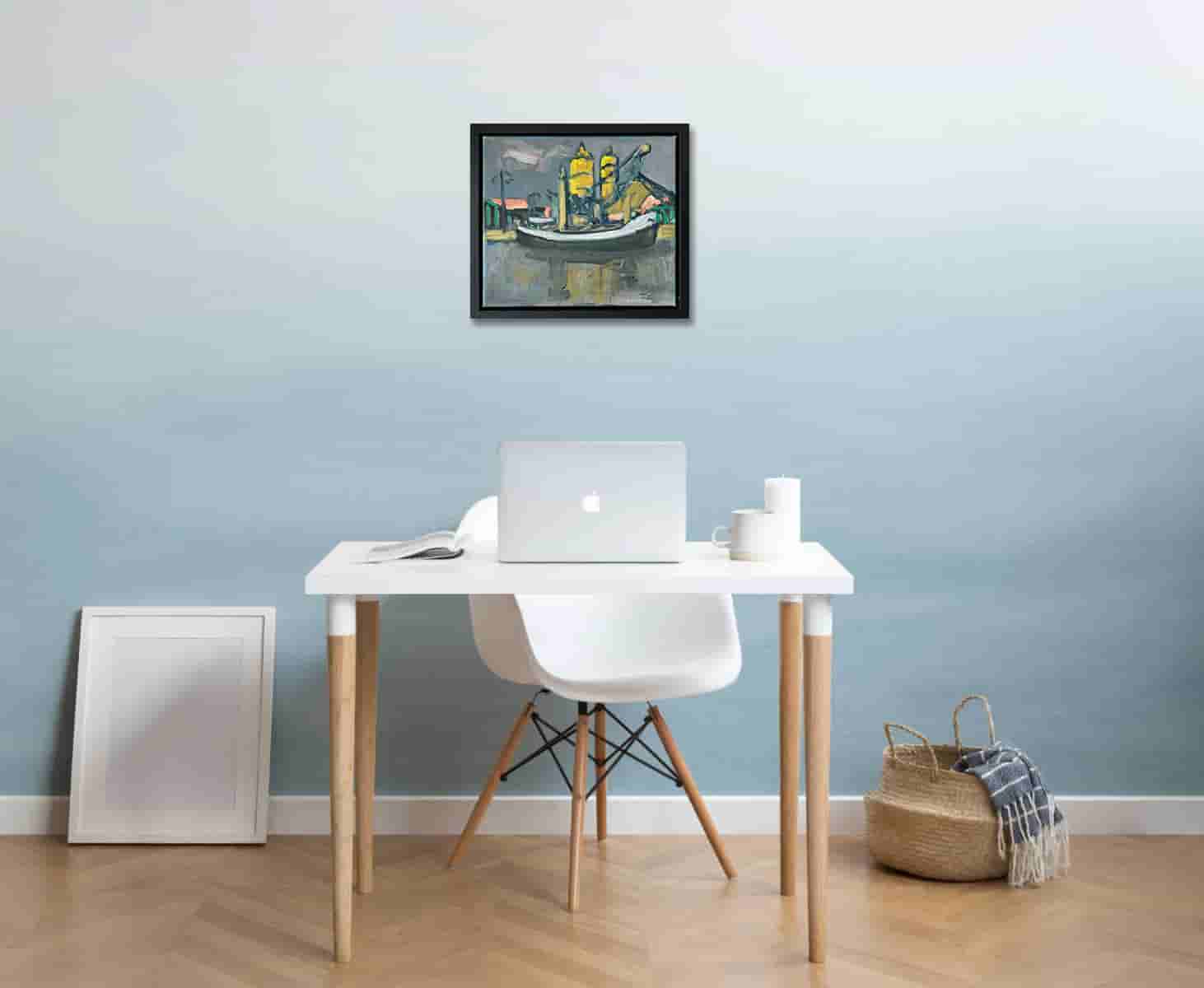 Wim van der Veer - Boot bij twee silo's  (in interieur)