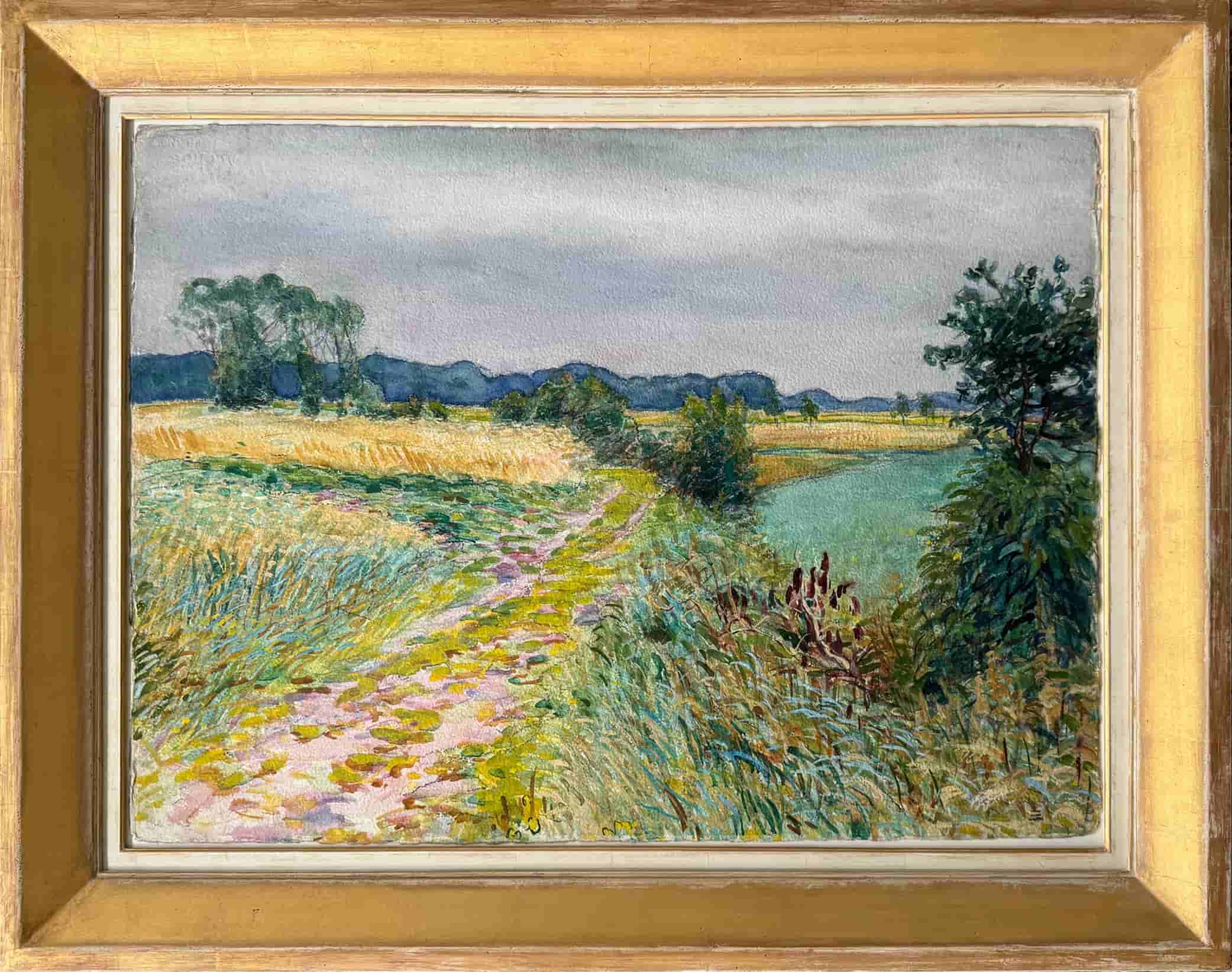 Johan Dijkstra - Zomers landschap (mogelijk omgeving Westerwolde) (met lijst)