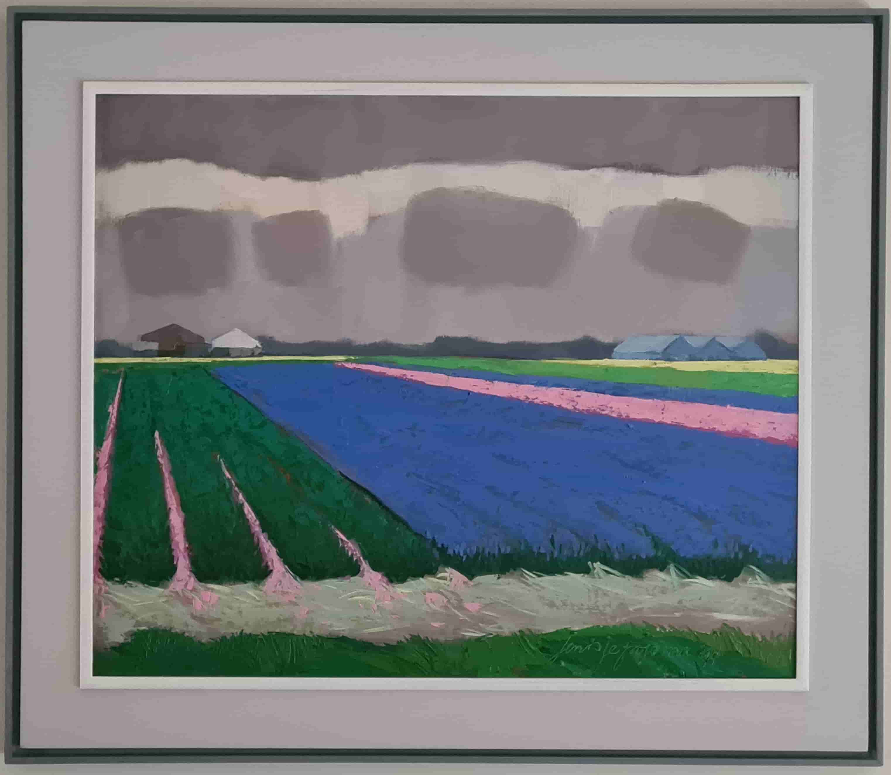 Jentsje Popma - Bollenvelden bij Breezand (met lijst)