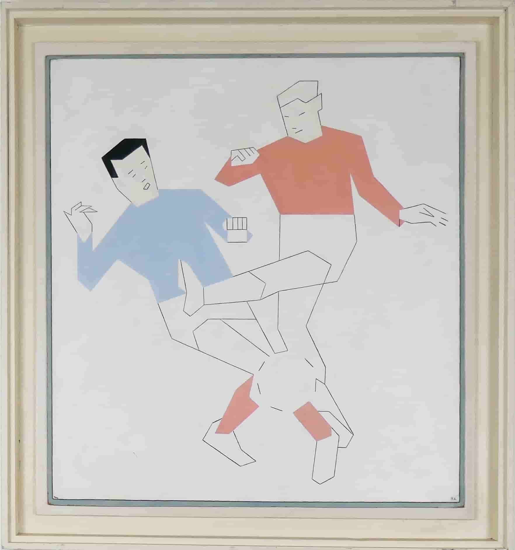 Hendrik Valk - Voetballers (Opus 1305), 1974 (met lijst)