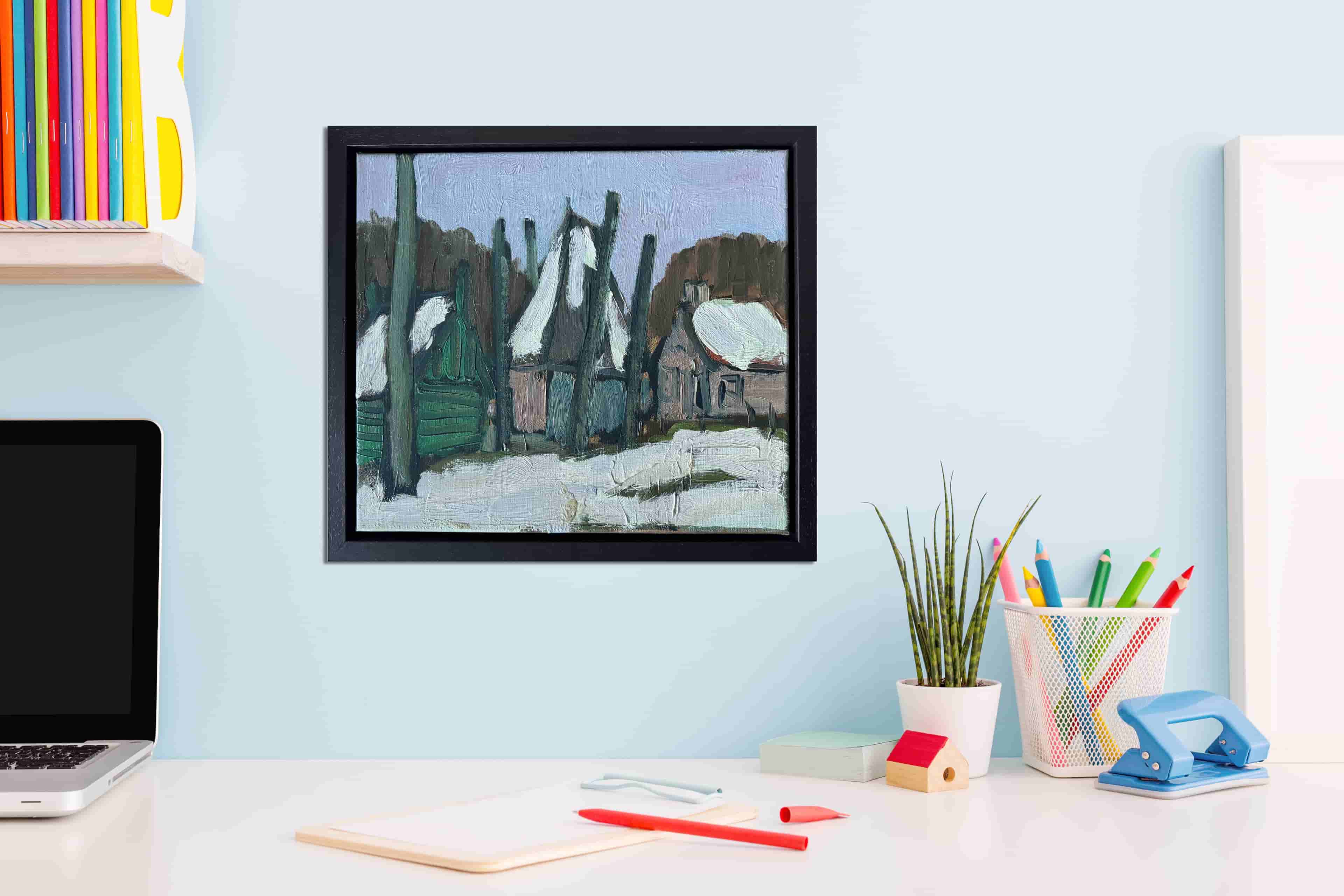 Wim van der Veer - Hooischuur in de sneeuw (in interieur)