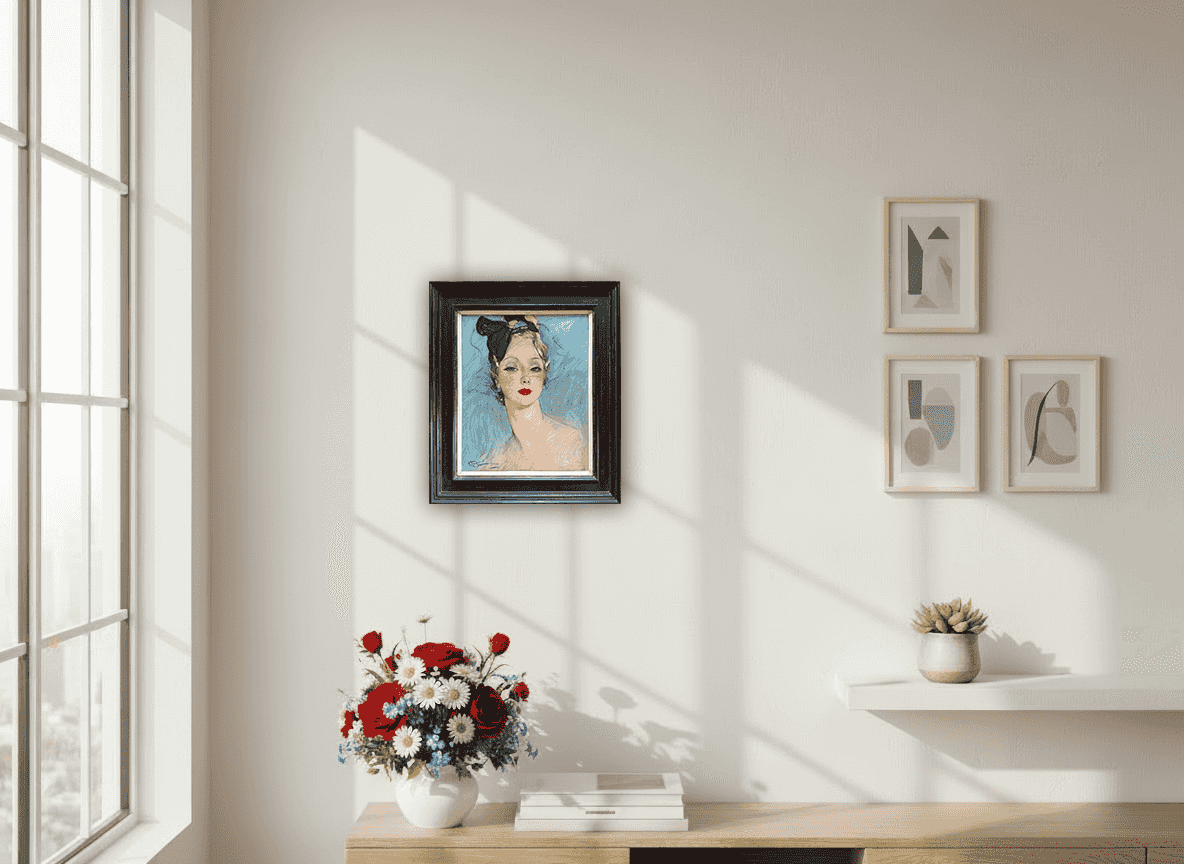 Jean-Gabriel Domergue - Portret van Madame Laemle (in interieur)