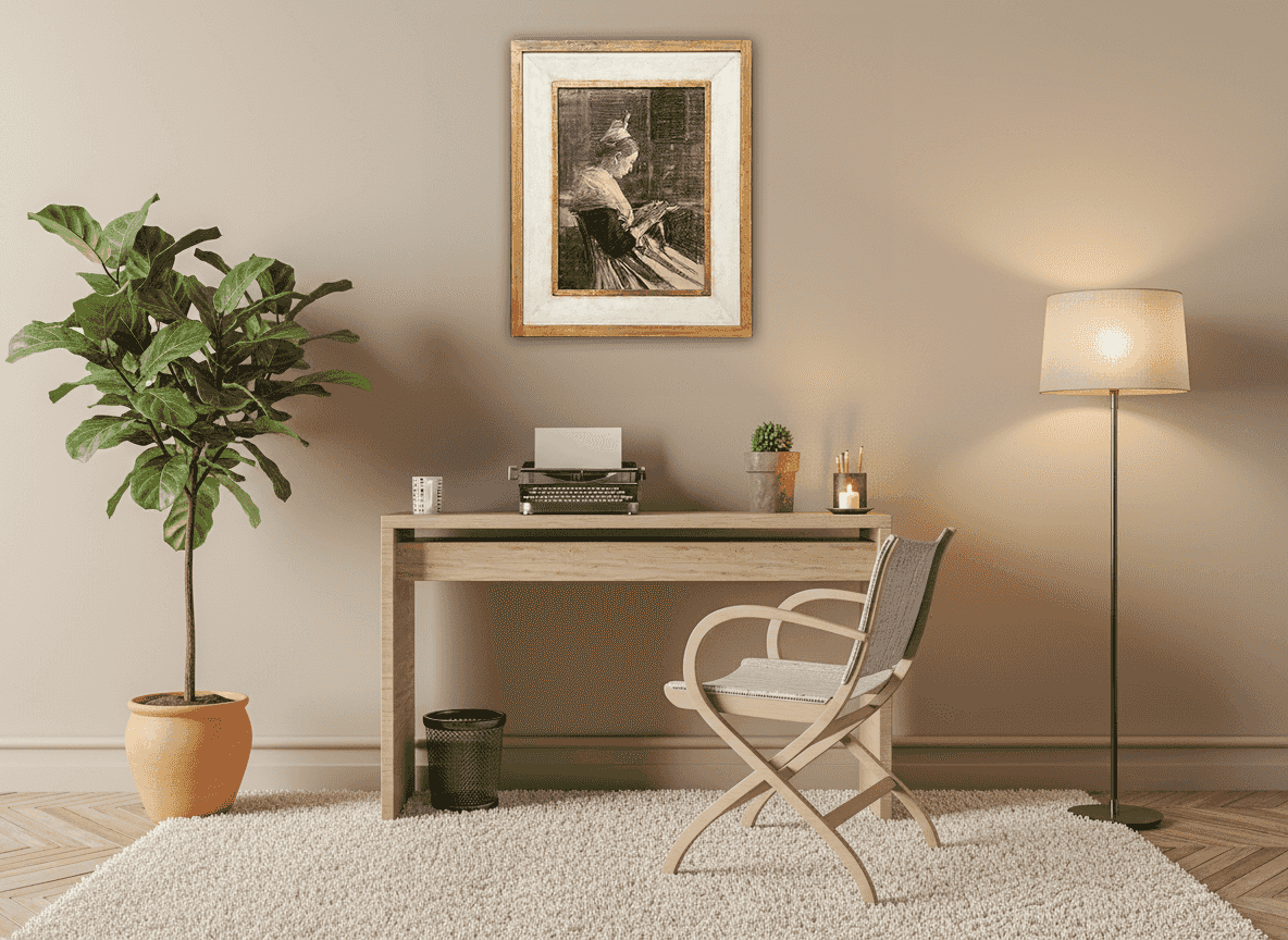 Nicolaas van der Waay - Breiend weesmeisje (in interieur)