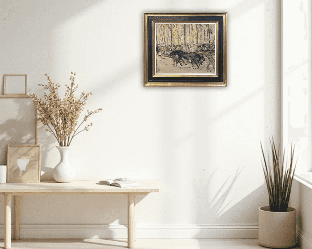 Johan Dijkstra - Paardenmarkt te Zuidlaren (in interieur)