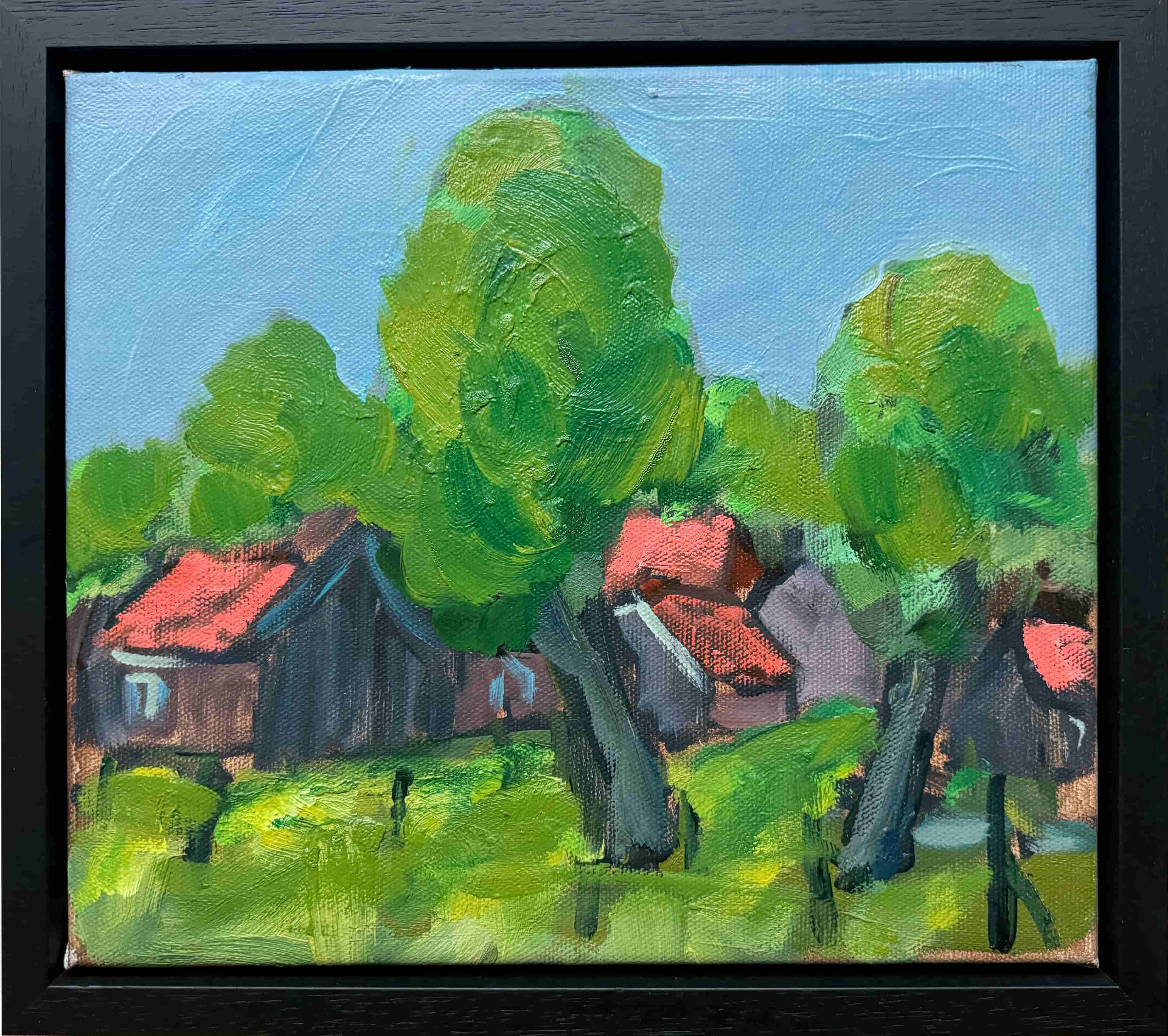 Wim van der Veer - 2 bomen bij een boerderij (met lijst)