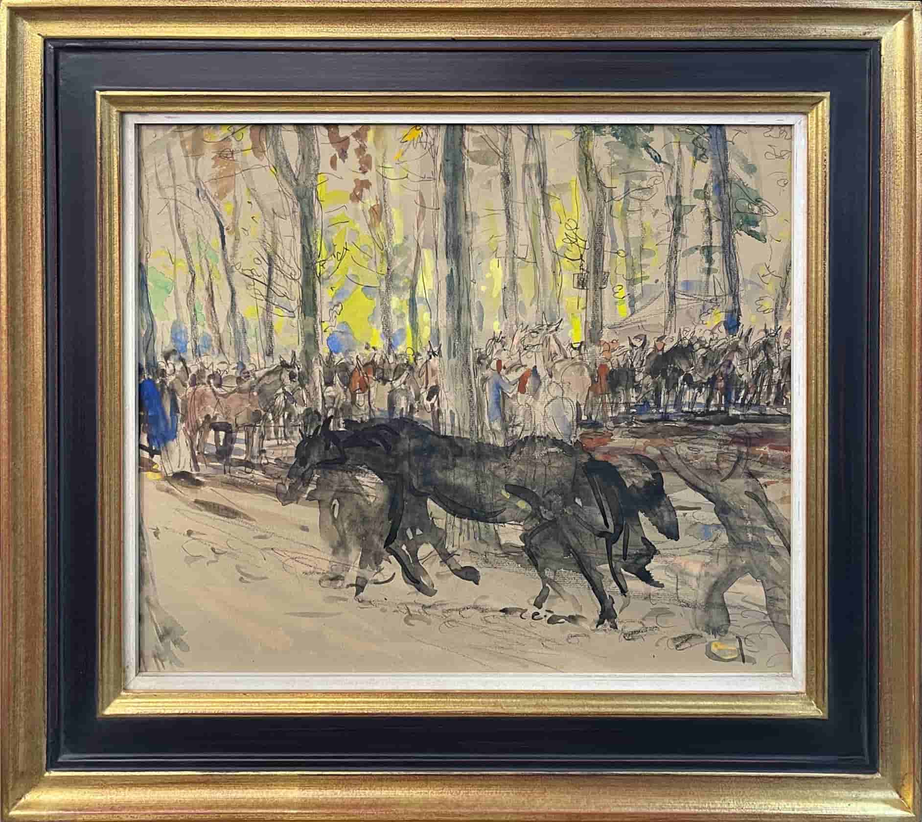 Johan Dijkstra - Paardenmarkt te Zuidlaren (met lijst)