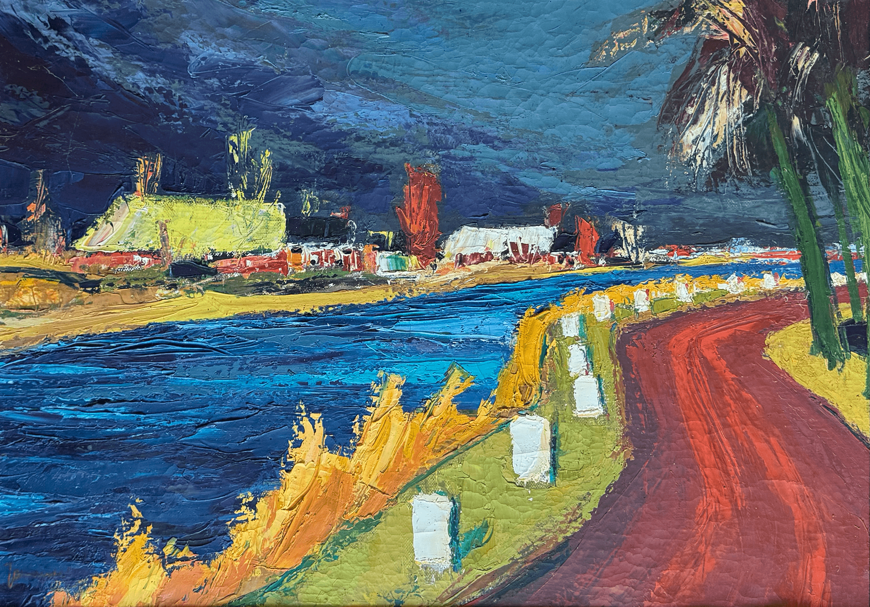 Jannes de Vries - Het Boterdiep bij Bedum op een winterse avond (Pièce de résistance)