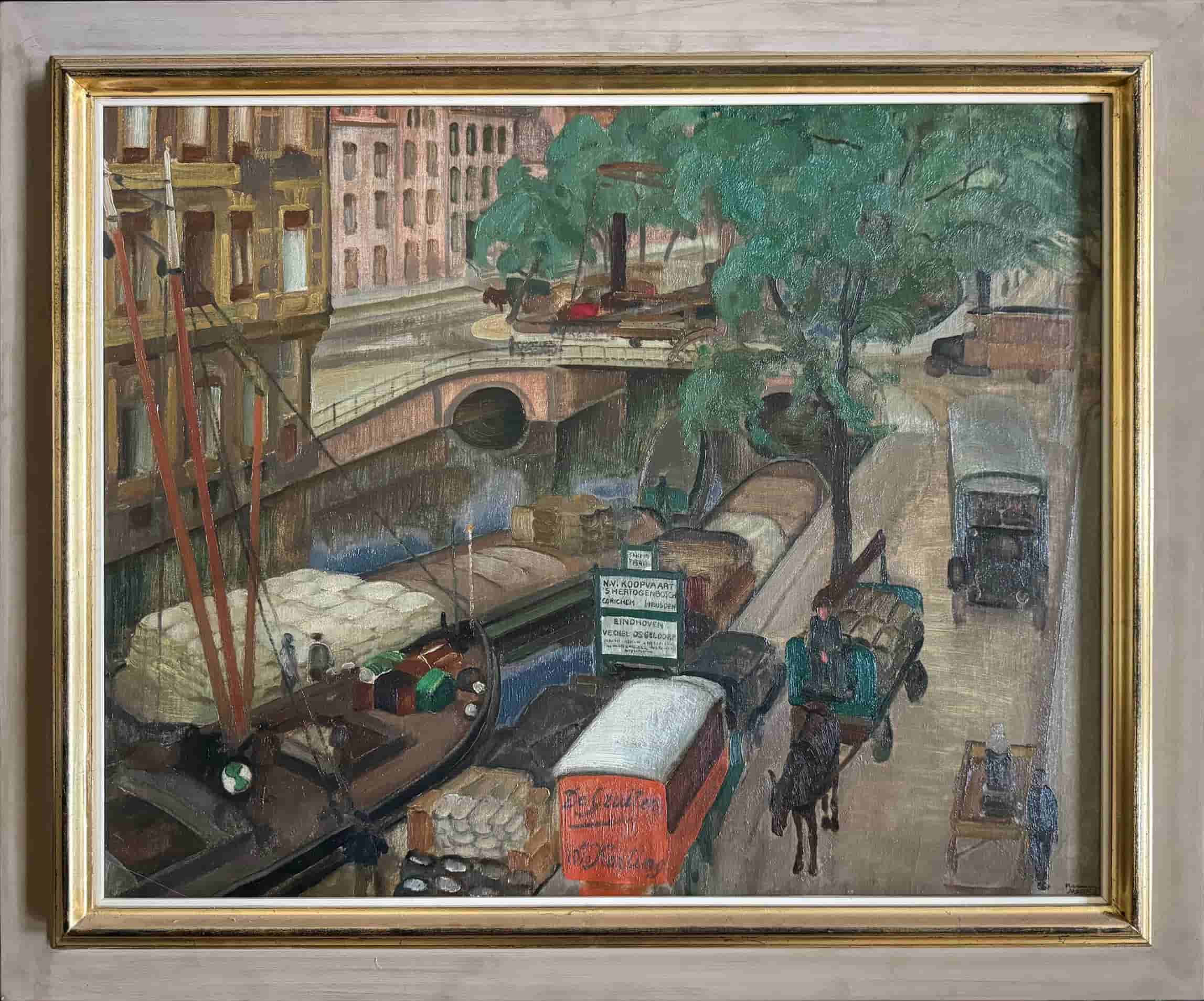 Harmen Meurs - Bedrijvigheid op de Kloveniersburgwal  (met lijst)