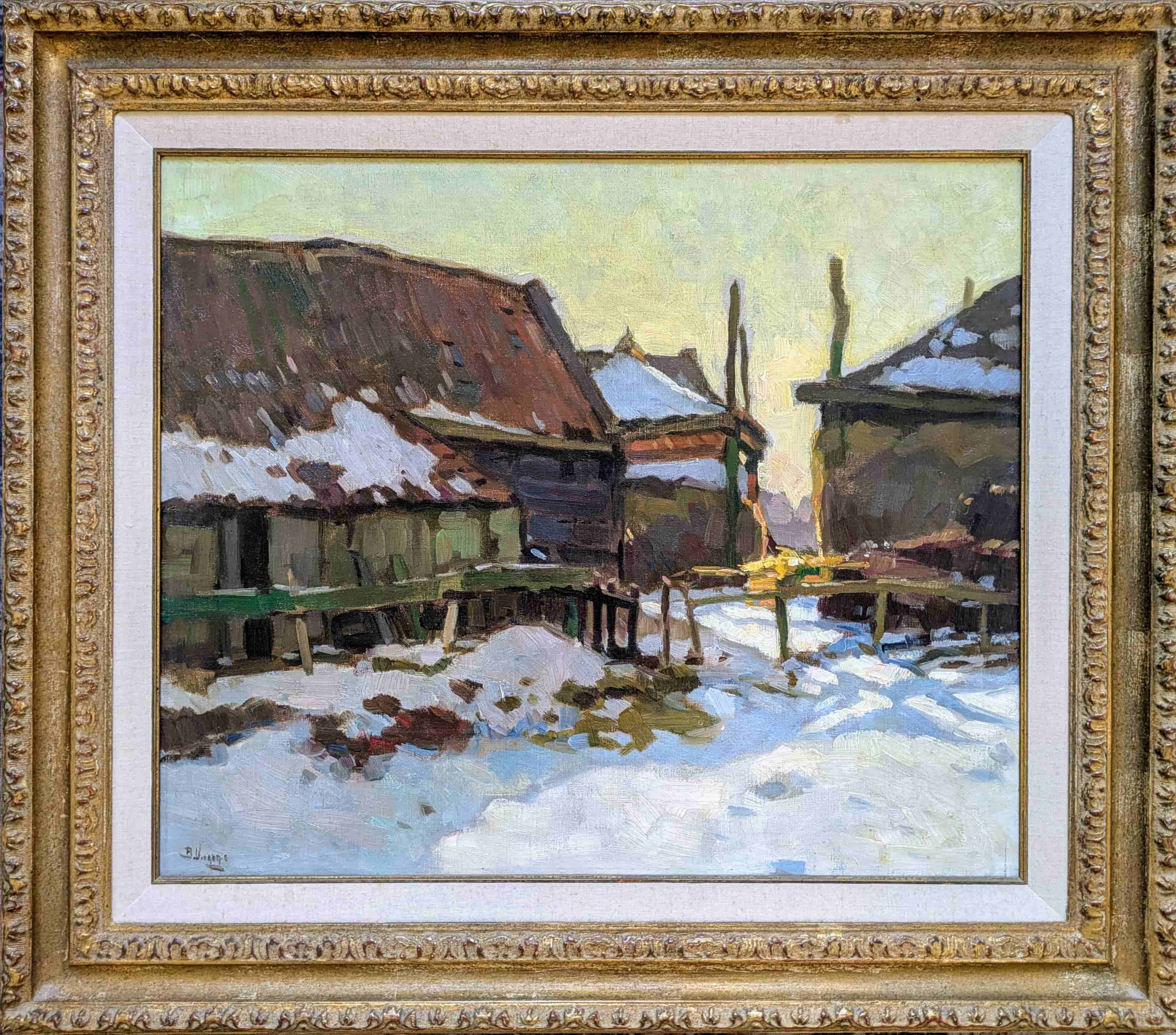 Ben Viegers - Boerenerf in de winter (met lijst)
