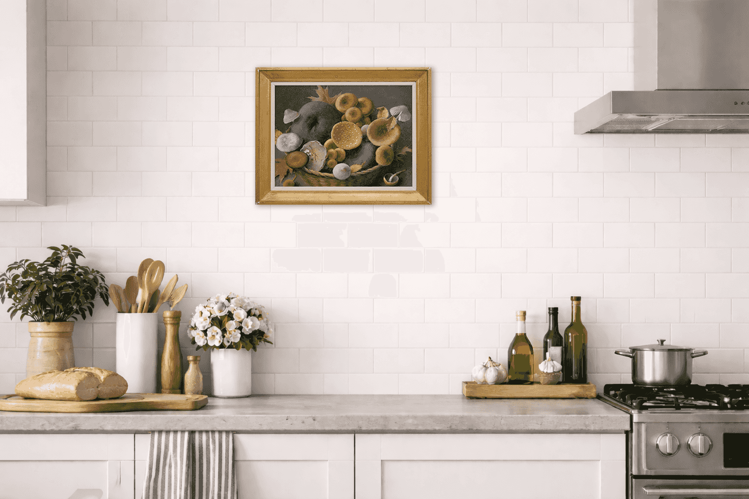 Jan Voerman jr - Stilleven met Paddenstoelen (in interieur)