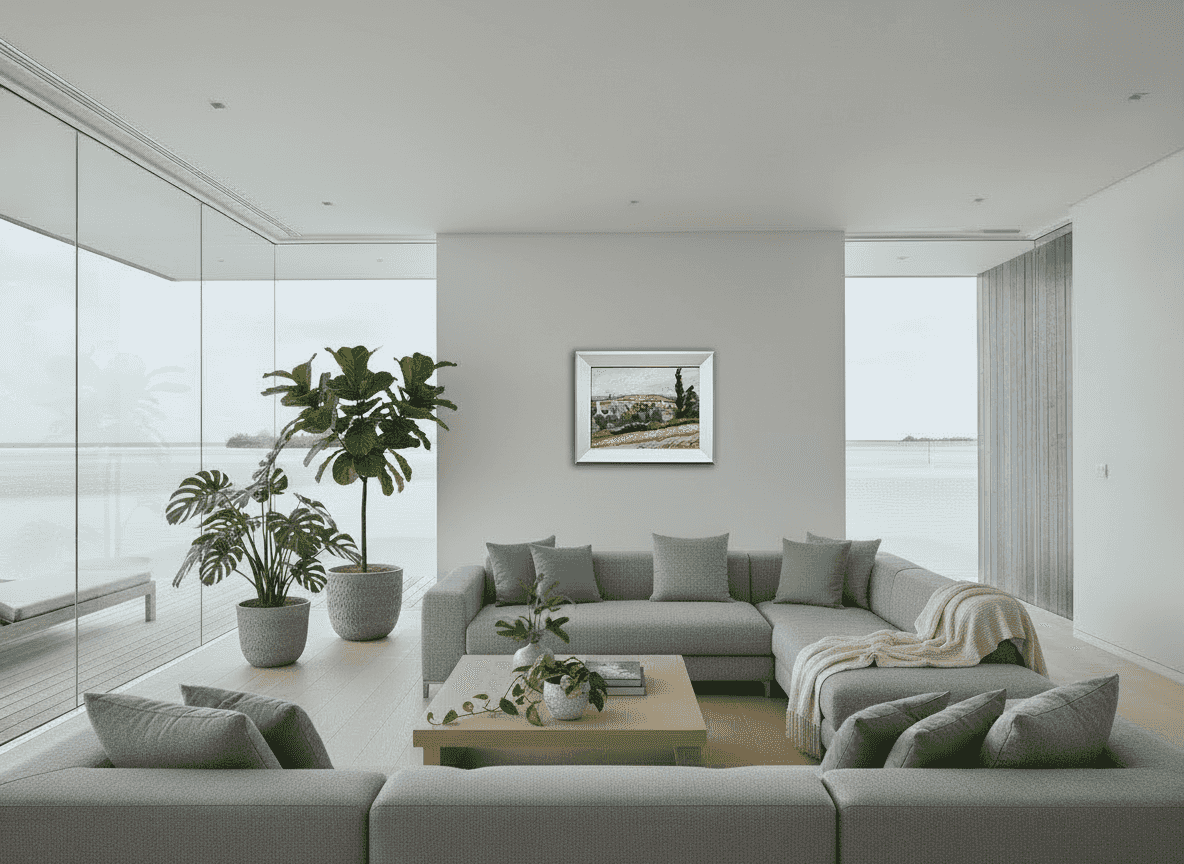 Jannes de Vries - Gezicht op Cancale in Bretagne (in interieur)