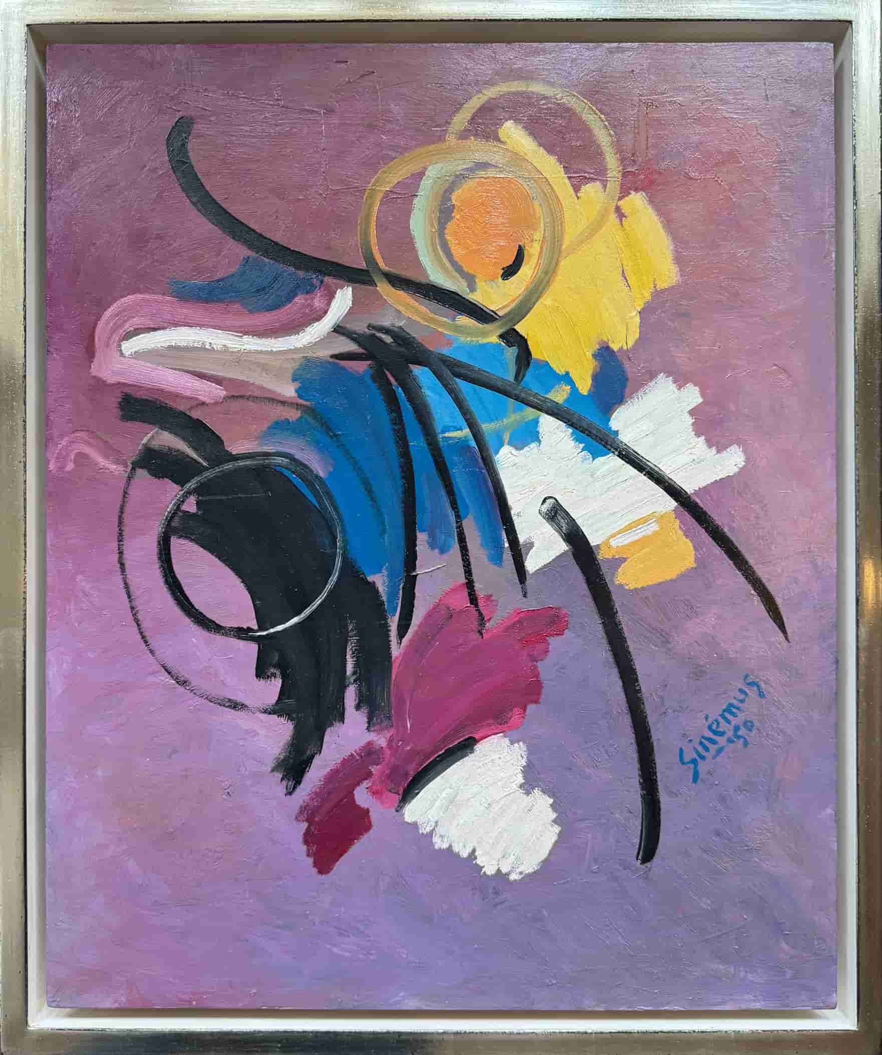 Wim Sinemus - Abstracte compositie (met lijst)