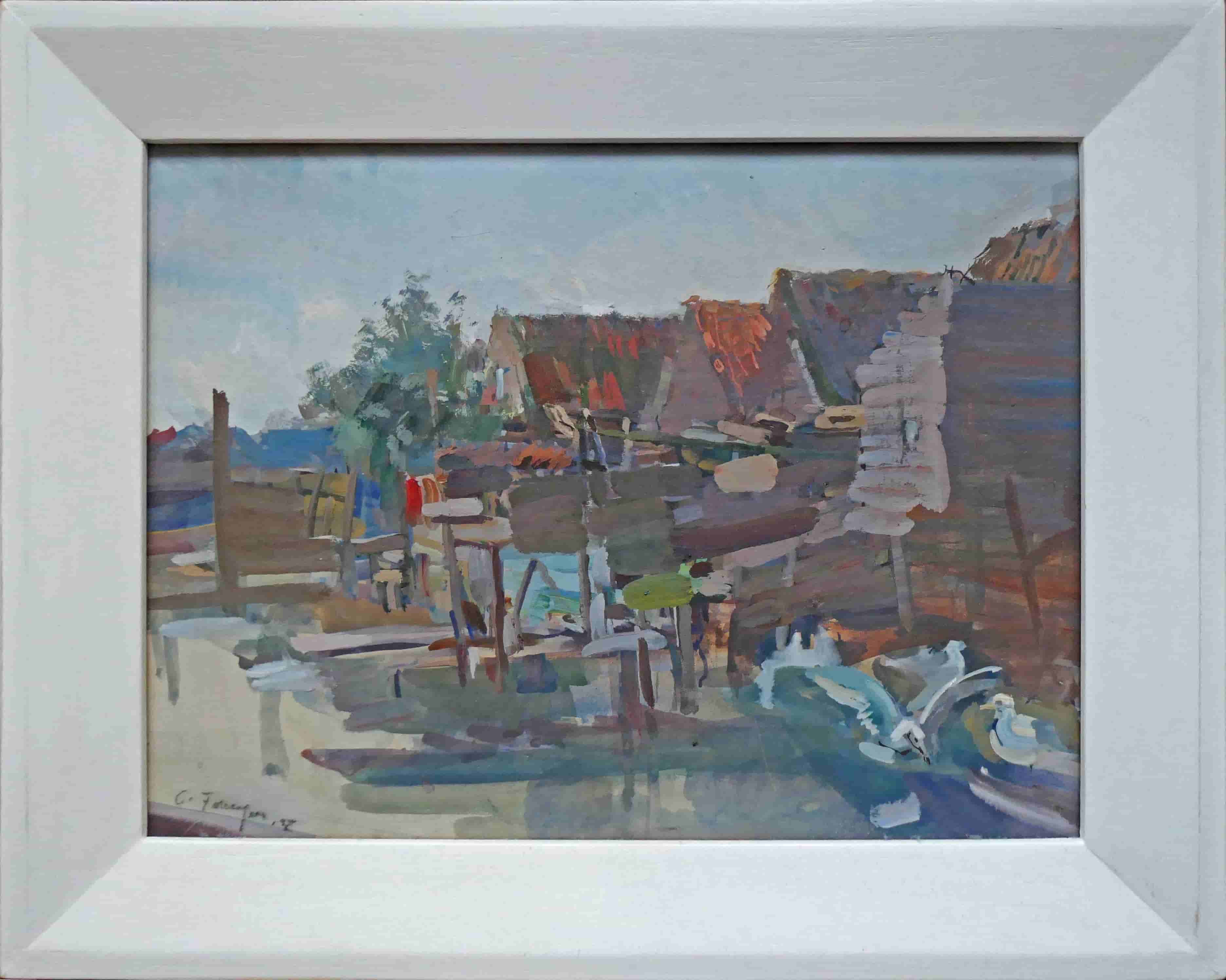 Carl Fahringer - Visserseiland te Hoorn (met lijst)