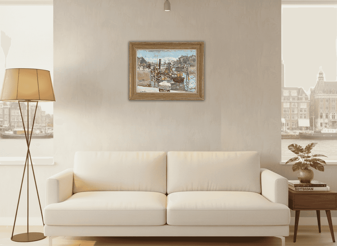 Carl Fahringer - Stoomslepers bij de Regentessebrug te Rotterdam (in interieur)