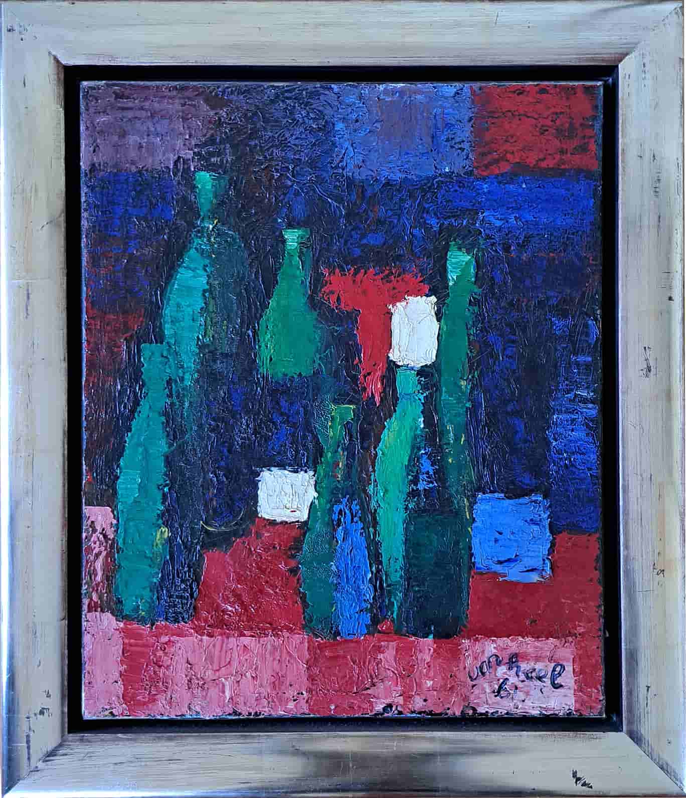 Jan van Heel - Stilleven met flessen (1961) (met lijst)
