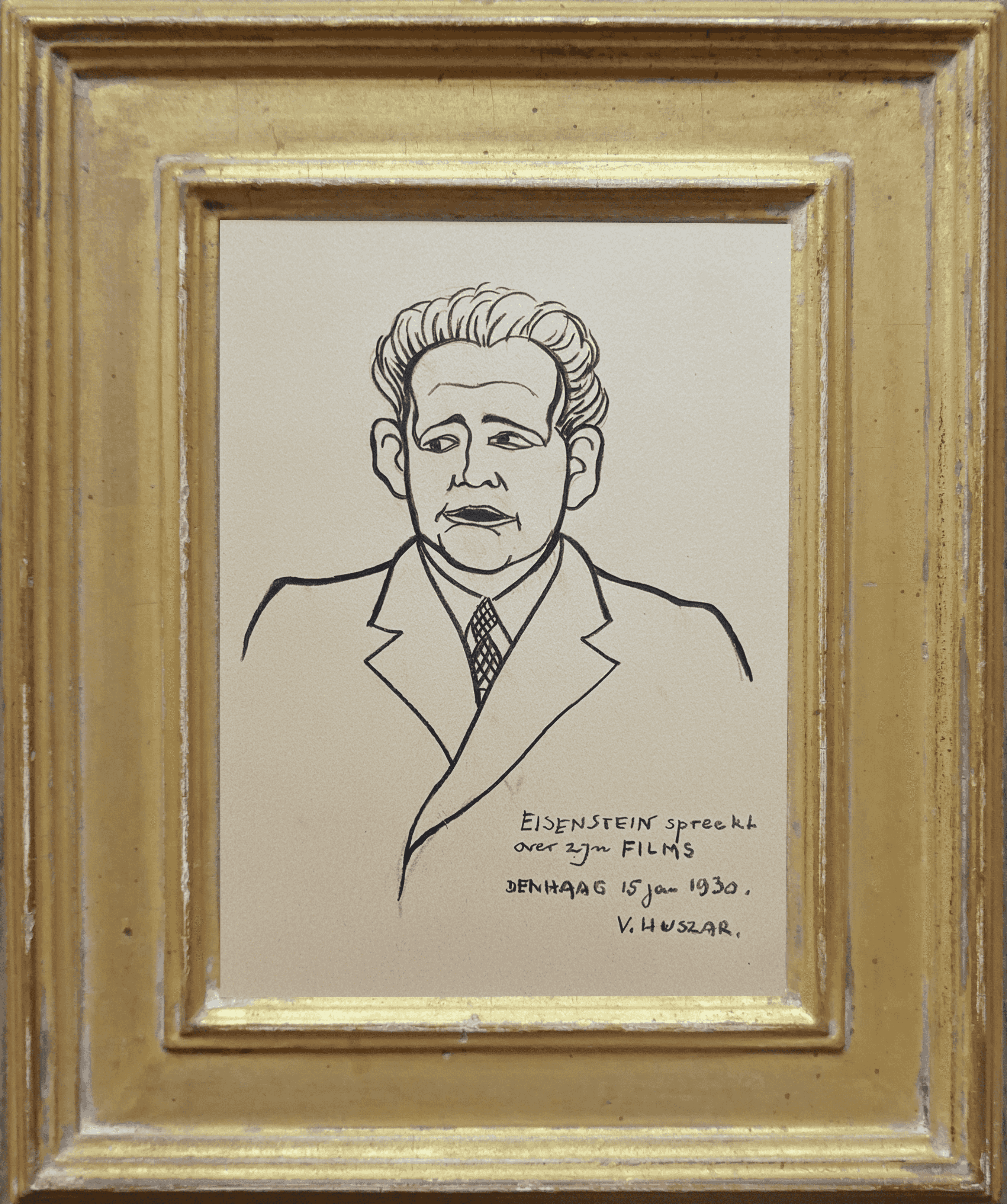 Vilmos Huszár - Portret van Sergej Eisenstein: Rusissch regisseur (met lijst)