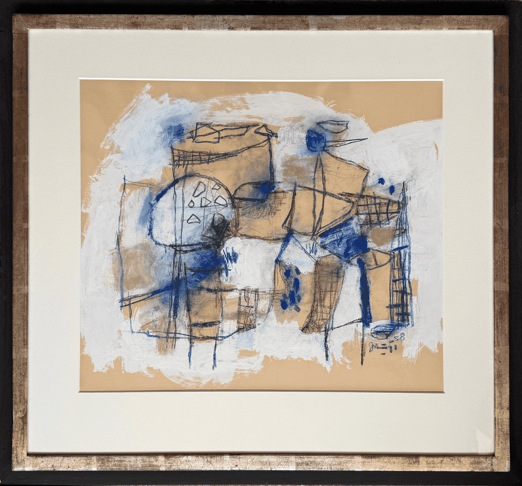 Jaap Nanninga - Abstracte compositie (met lijst)