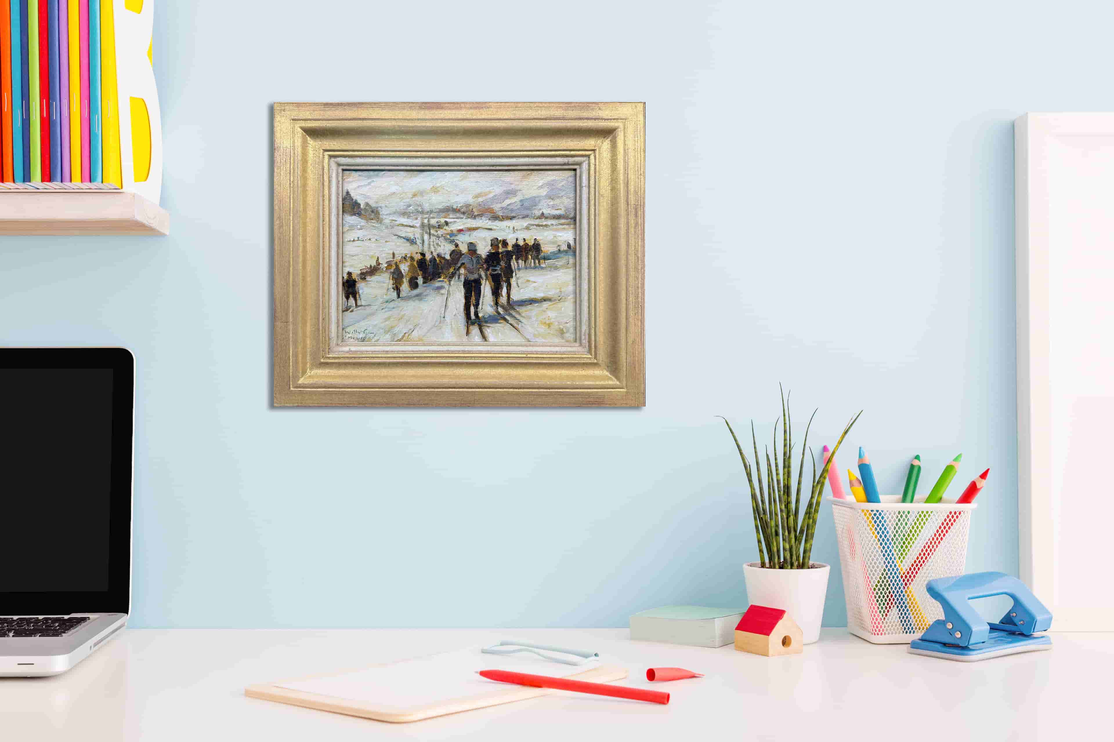 Willy Sluiter - Skiërs in St. Moritz (in interieur)