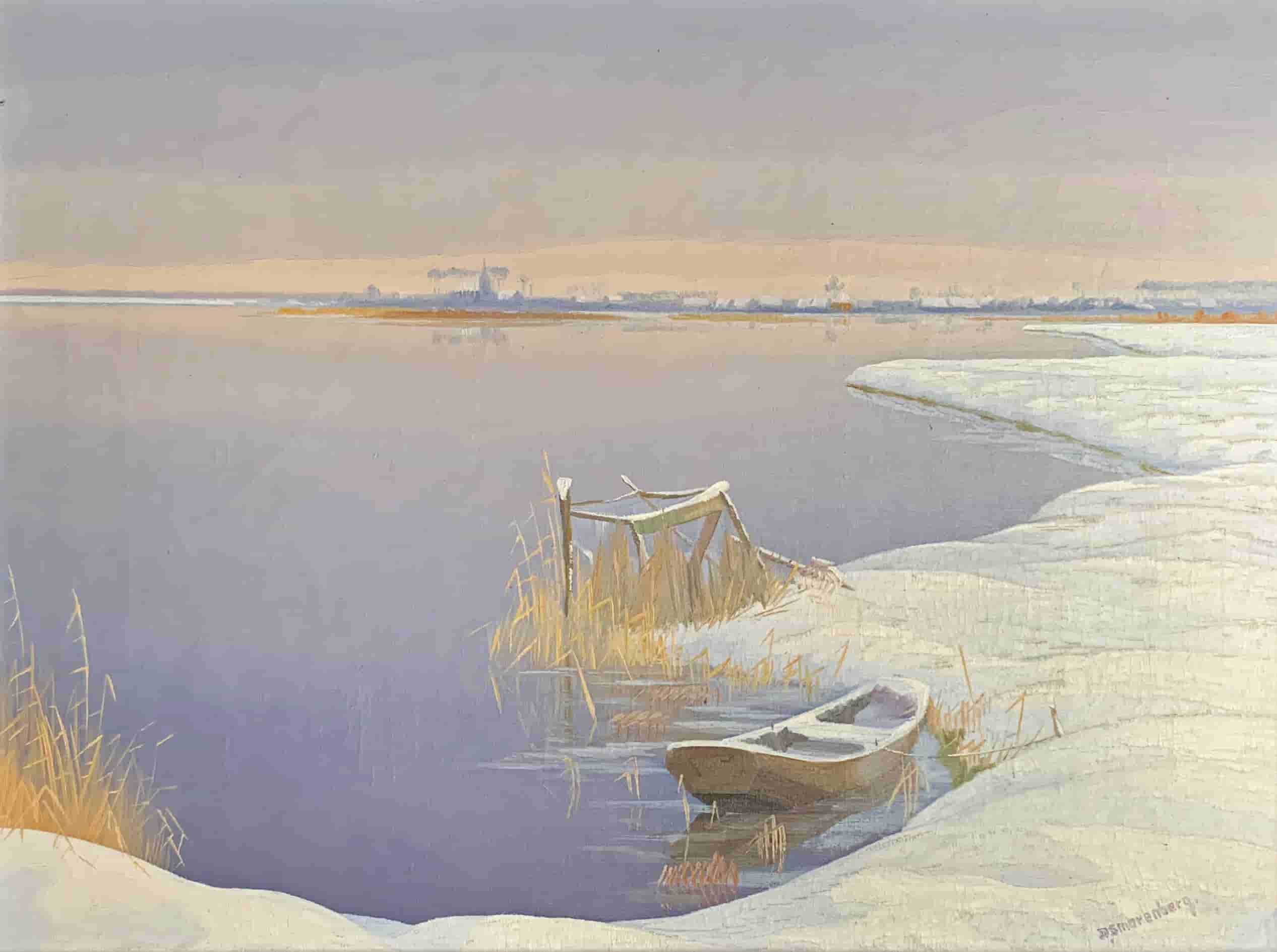 Dirk Smorenberg - Winters gezicht op Loosdrechtse plas