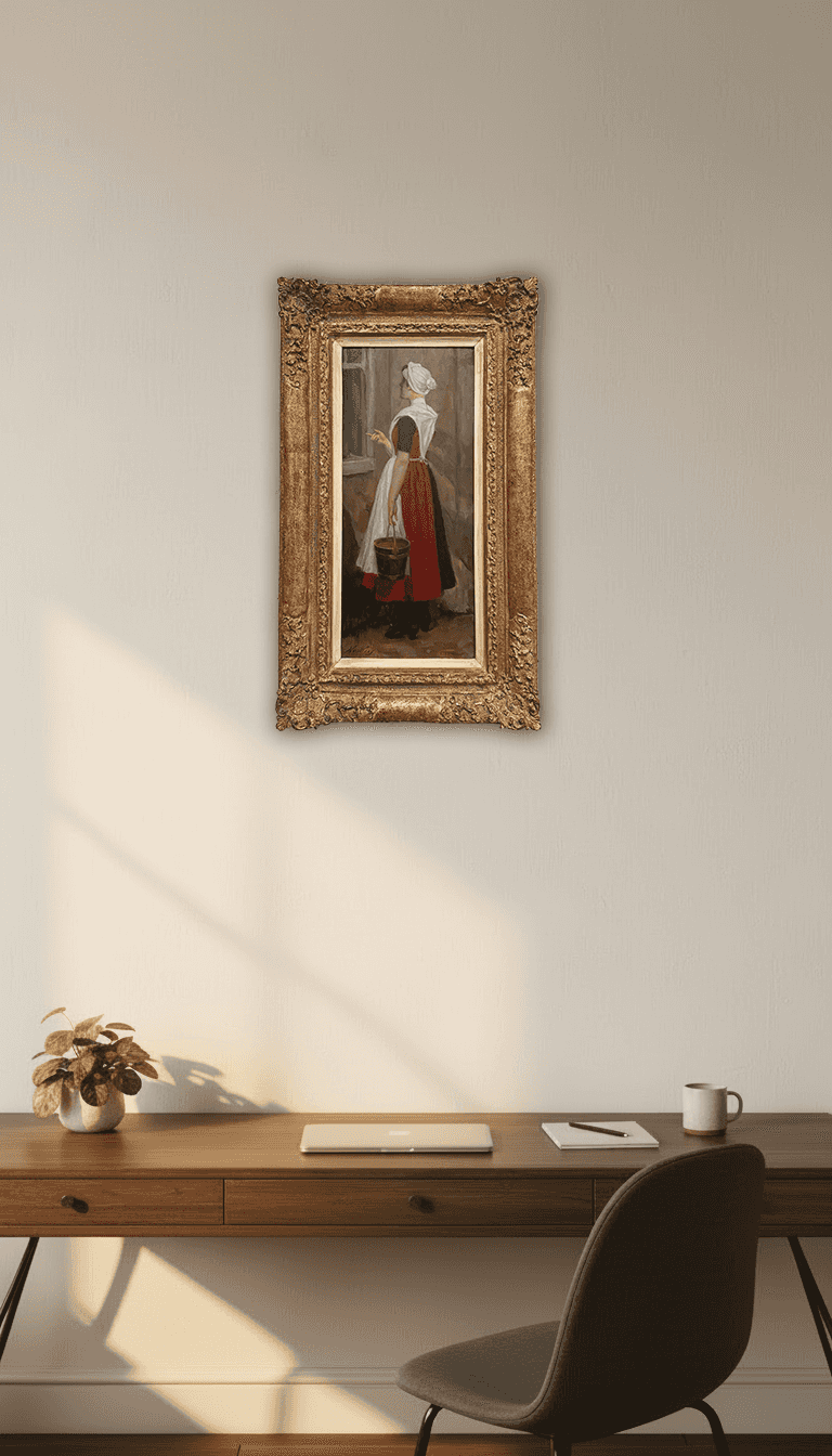 Nicolaas van der Waay - Weesmeisje met emmer in de hand (in interieur)