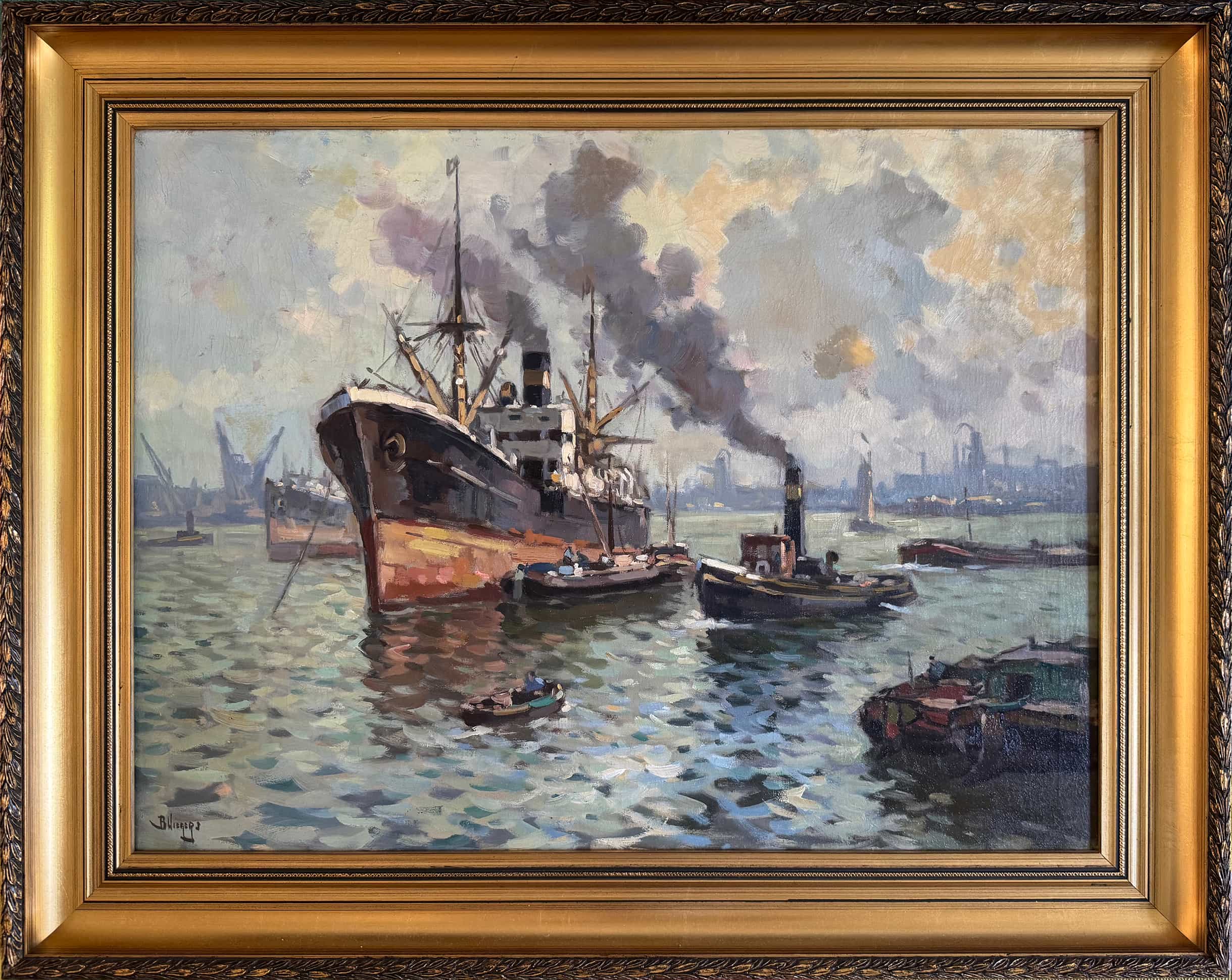 Ben Viegers - Havengezicht (met lijst)