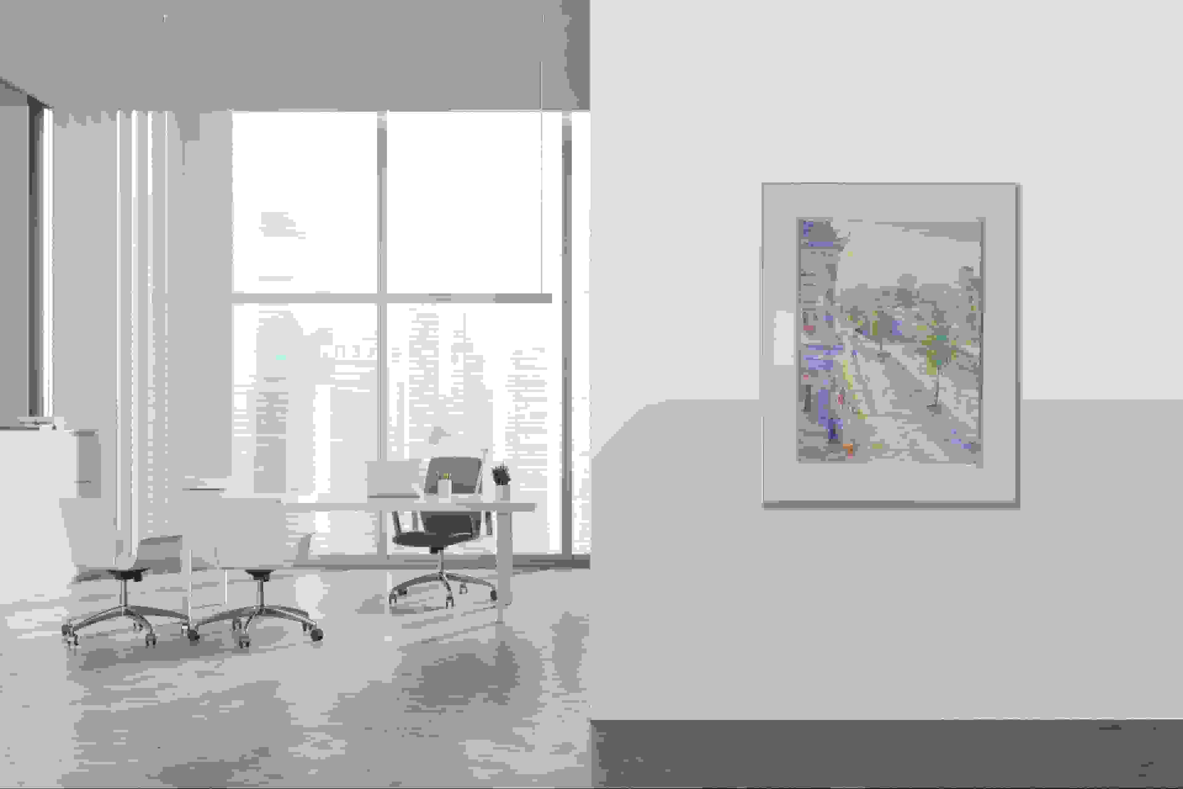 Johan Dijkstra - Uitzicht van het atelier aan de Spilsluizen te Groningen (in interieur)