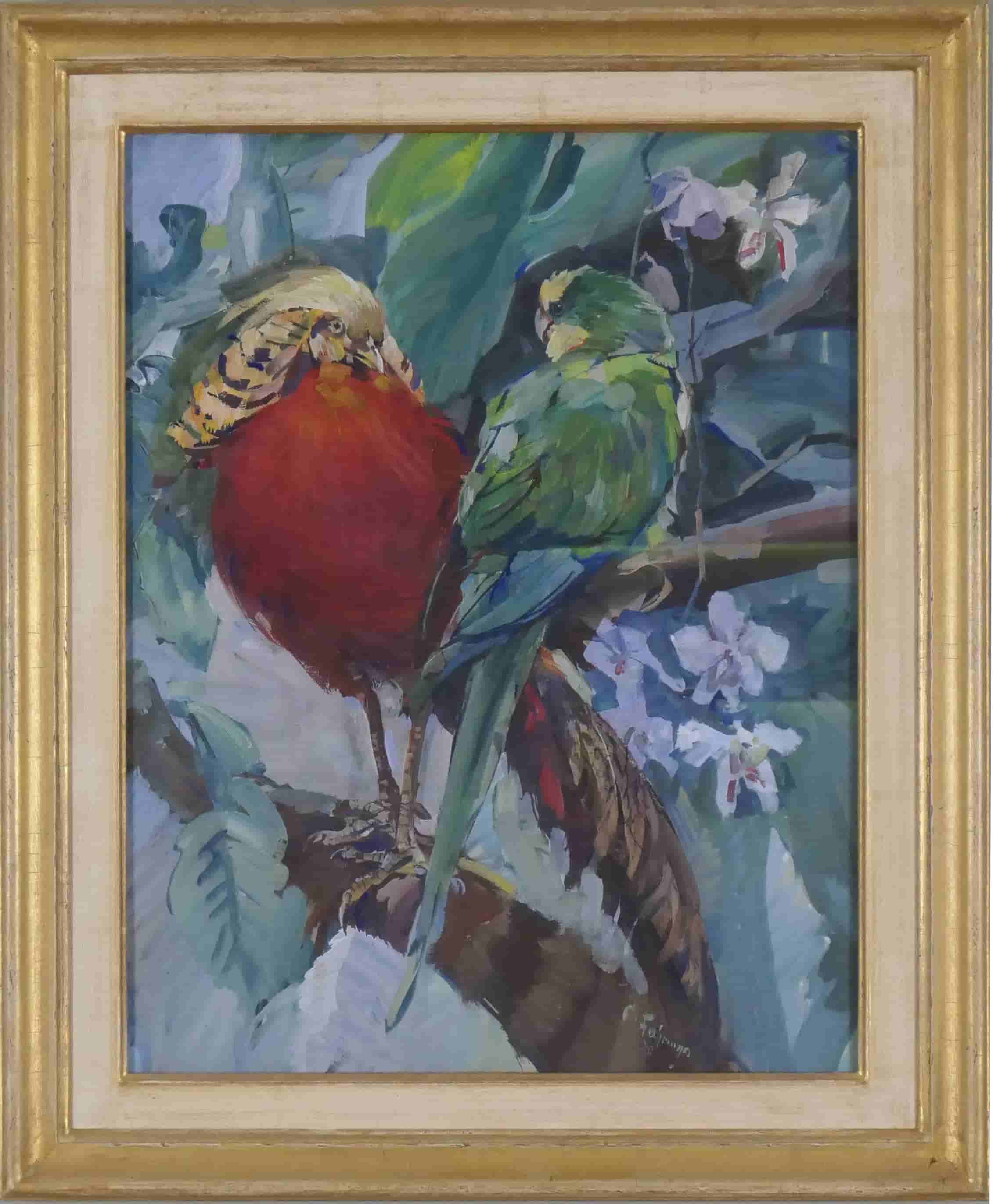 Carl Fahringer - Papegaaien (met lijst)