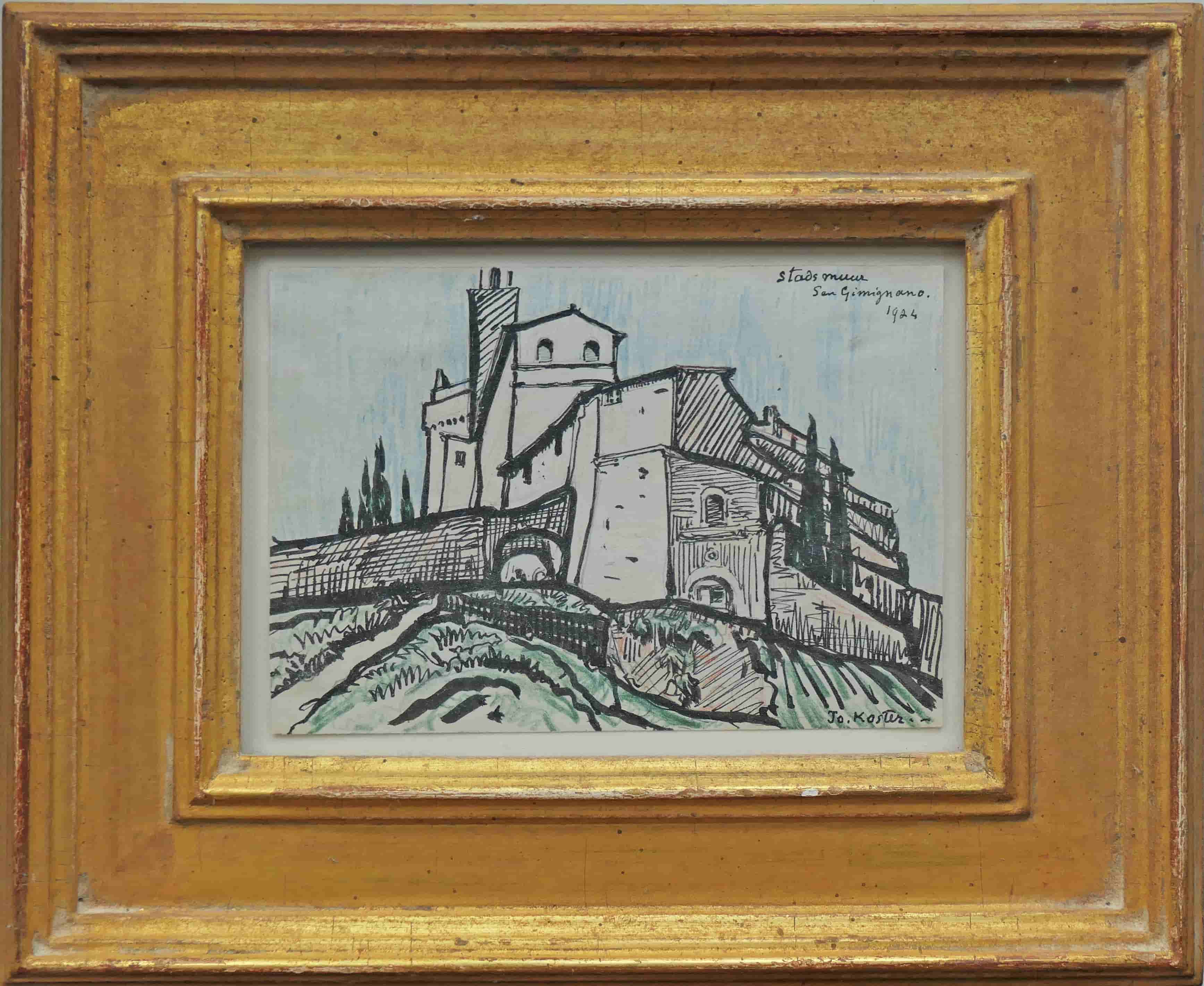 Jo Koster - San Gimignano in Italië (met lijst)