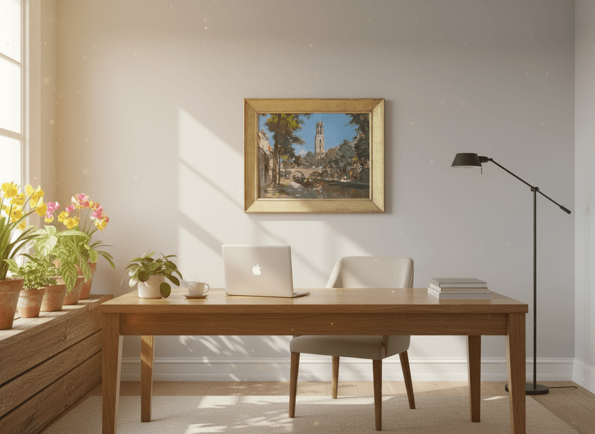 Oudegracht Utrecht met Domtoren zonder lijst