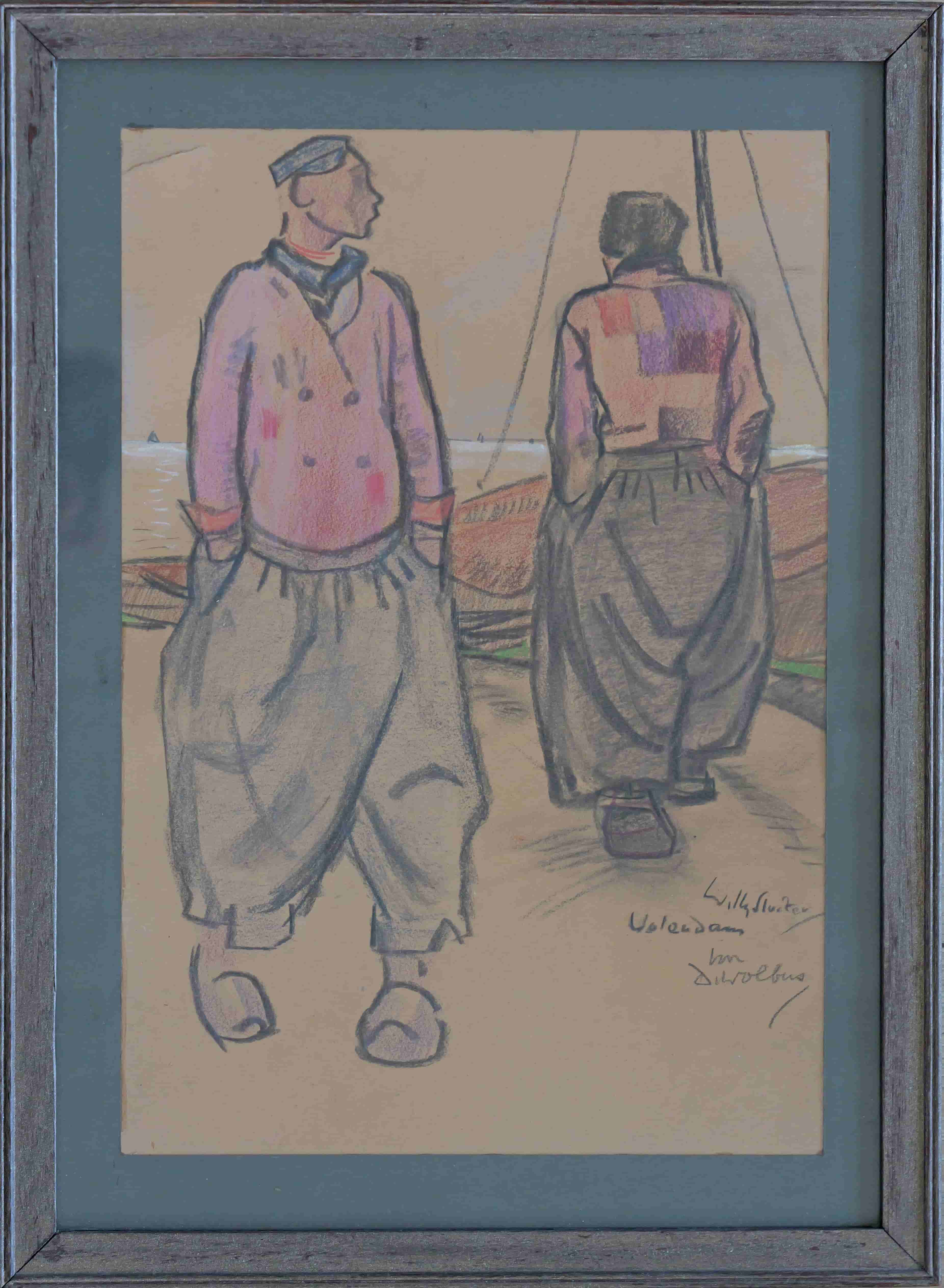 Willy Sluiter - Schippers in Volendam (met lijst)