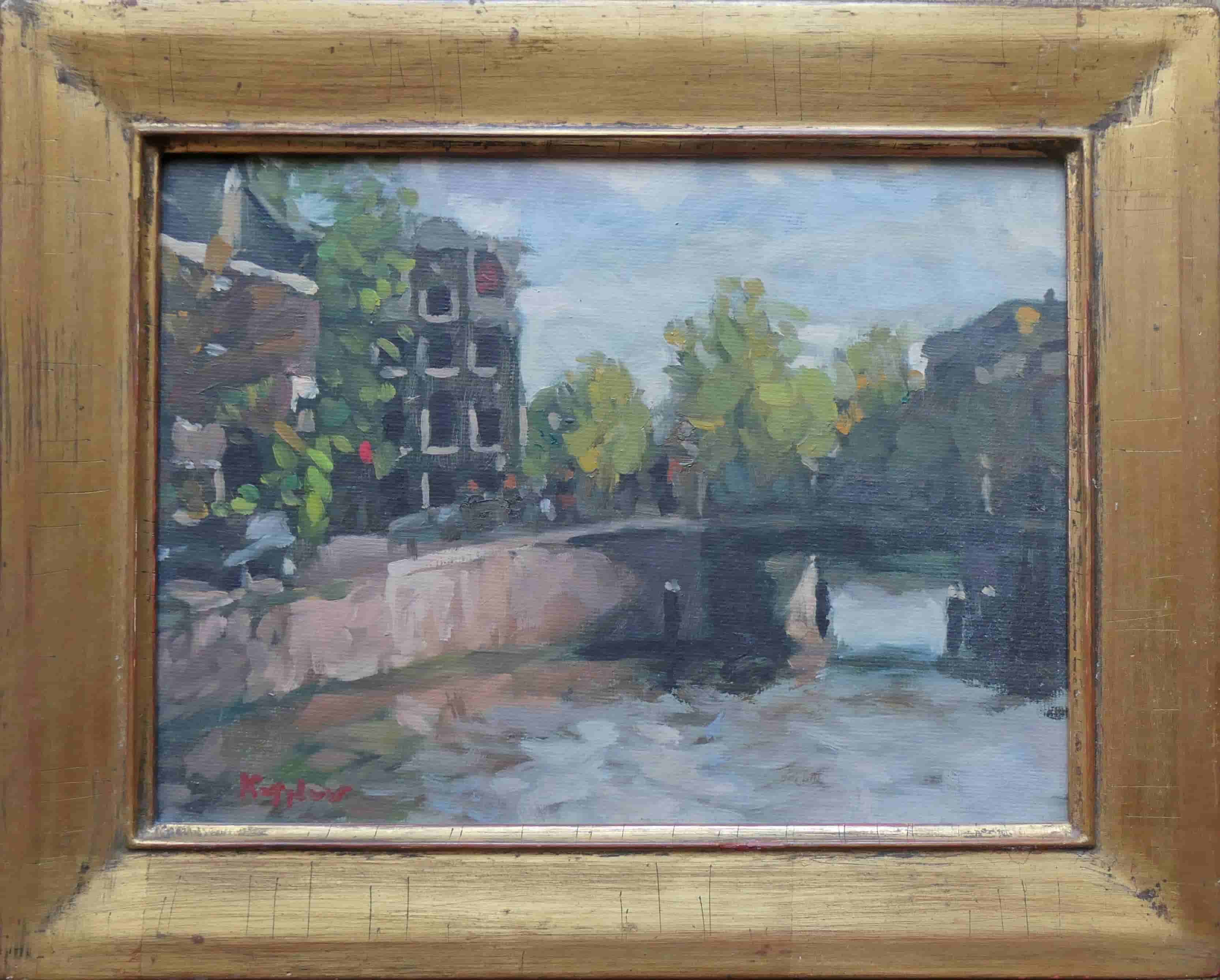 Frans Koppelaar - Prinsengracht-Leidsegracht te Amsterdam (met lijst)