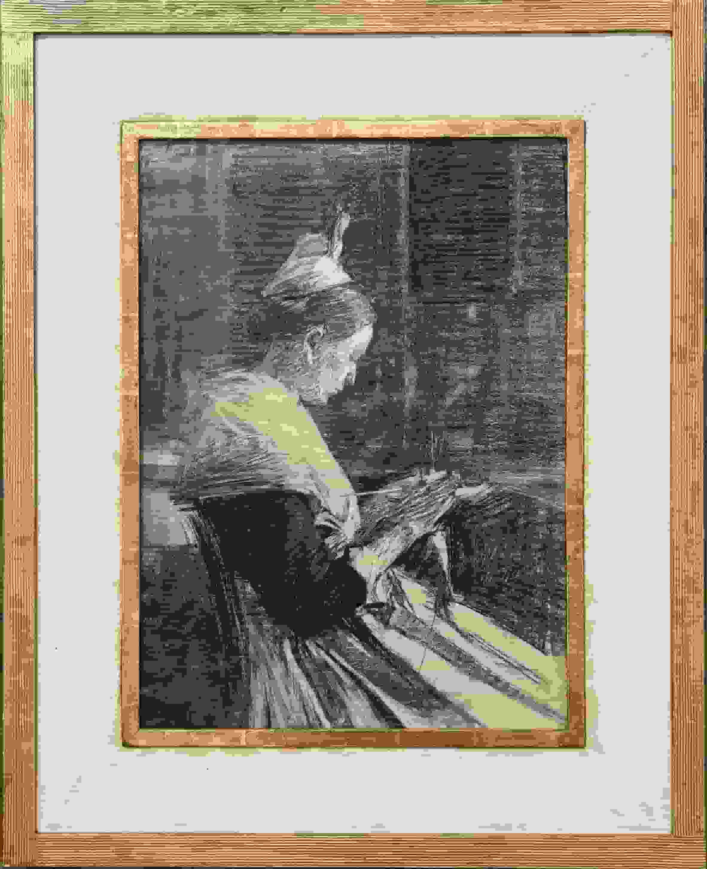 Nicolaas van der Waay - Breiend weesmeisje (met lijst)