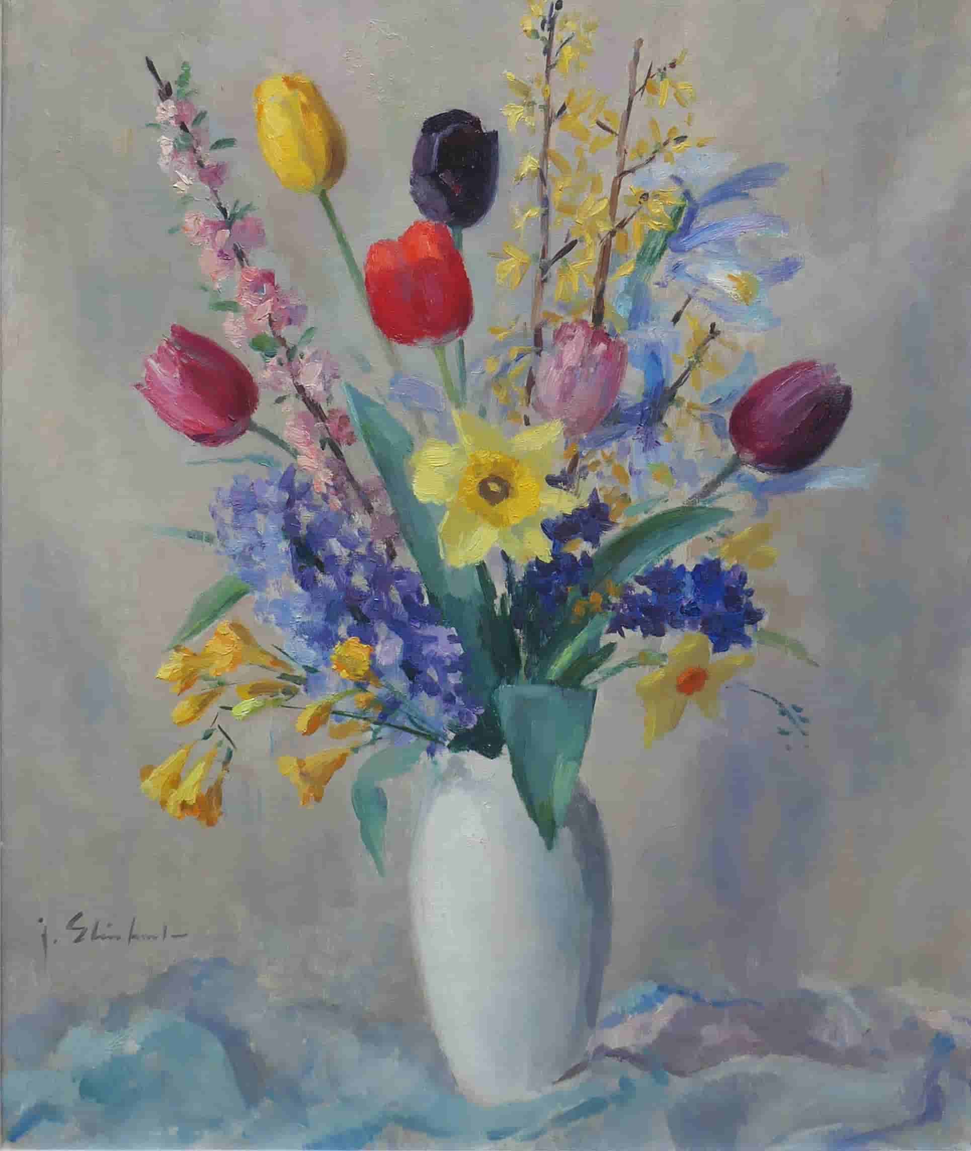 Joop Stierhout - Voorjaarsbloemen (zonder lijst)