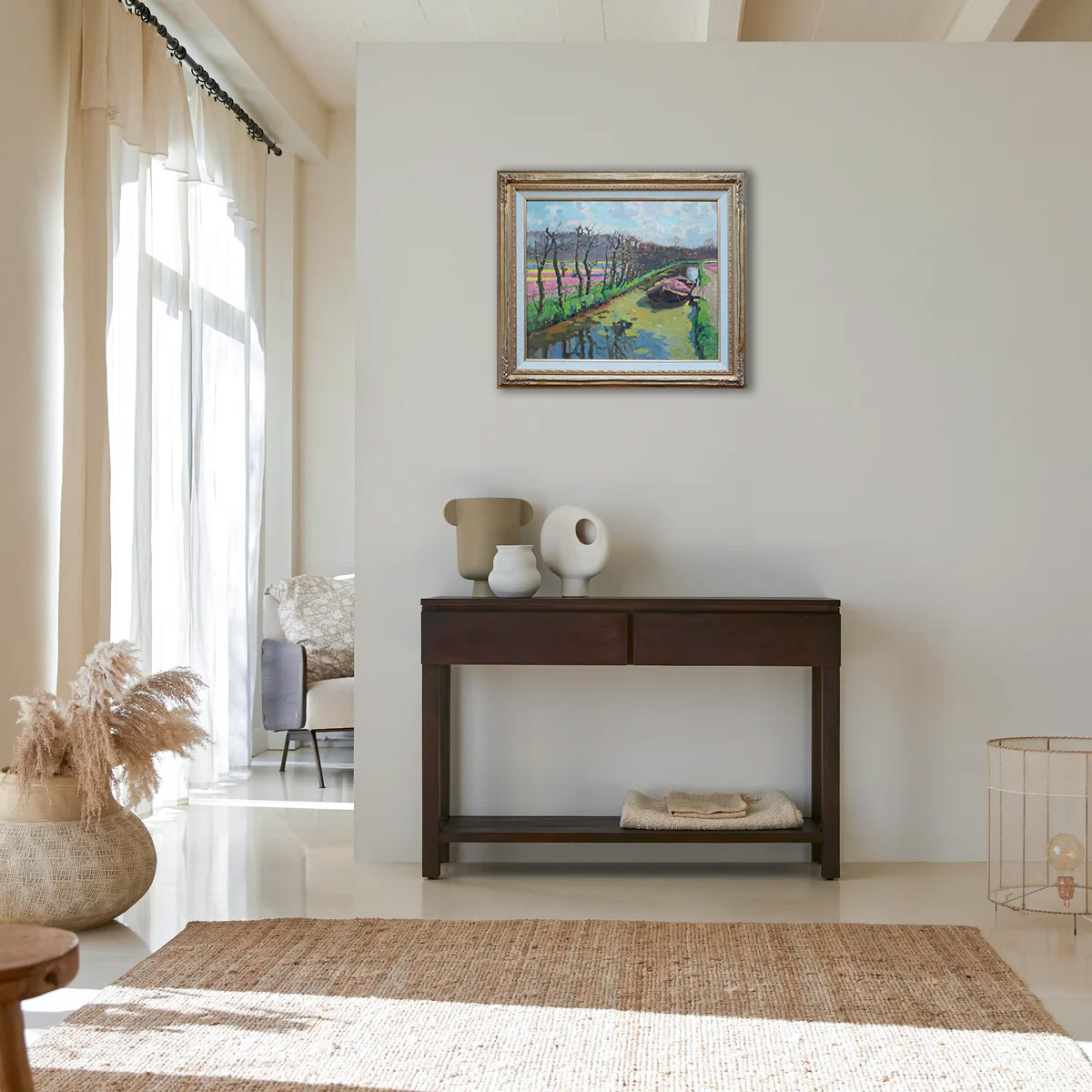 Vaart langs bollenvelden zonder lijst