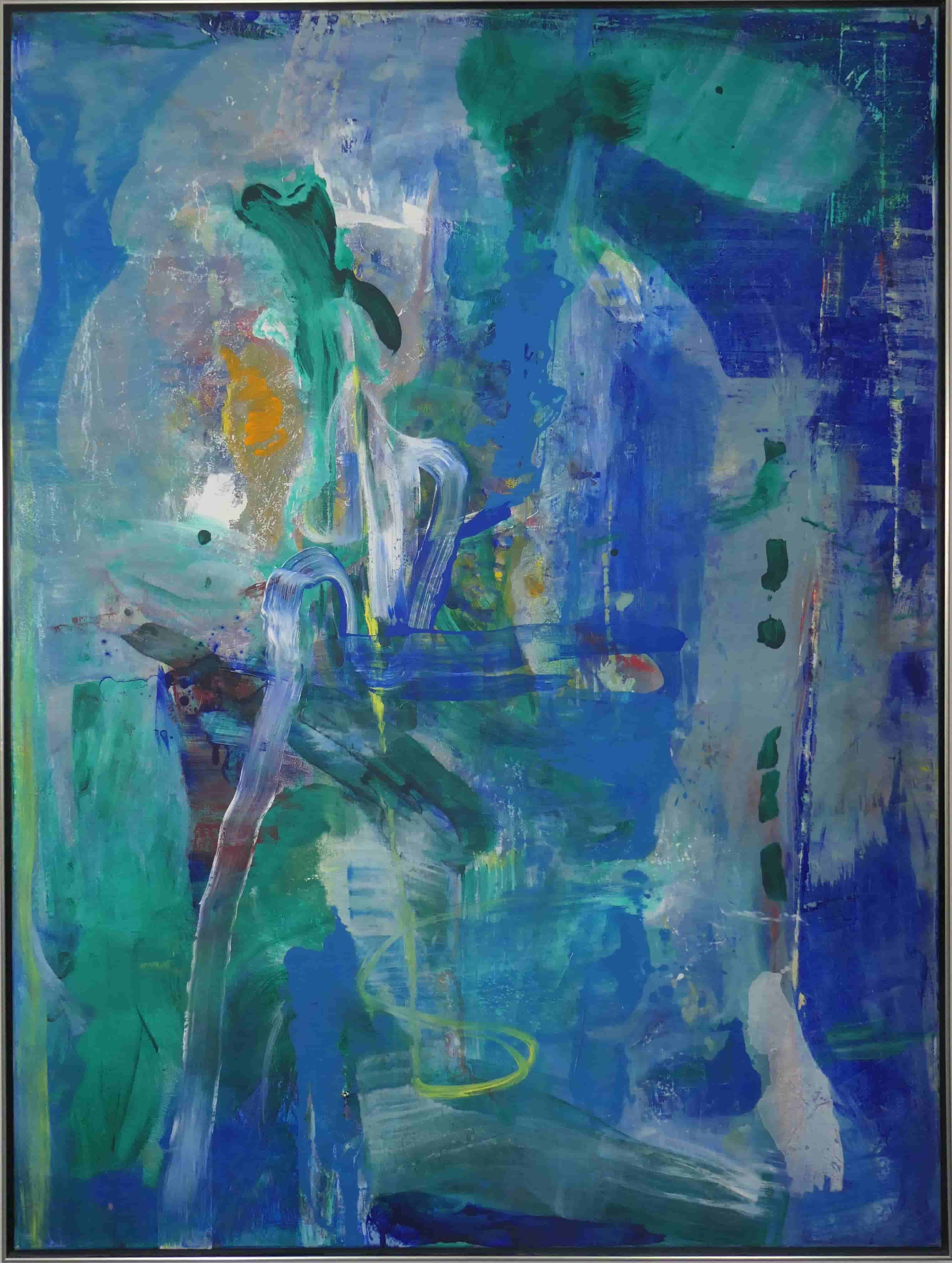 Eric de Nie - Abstracte compositie in blauw (met lijst)