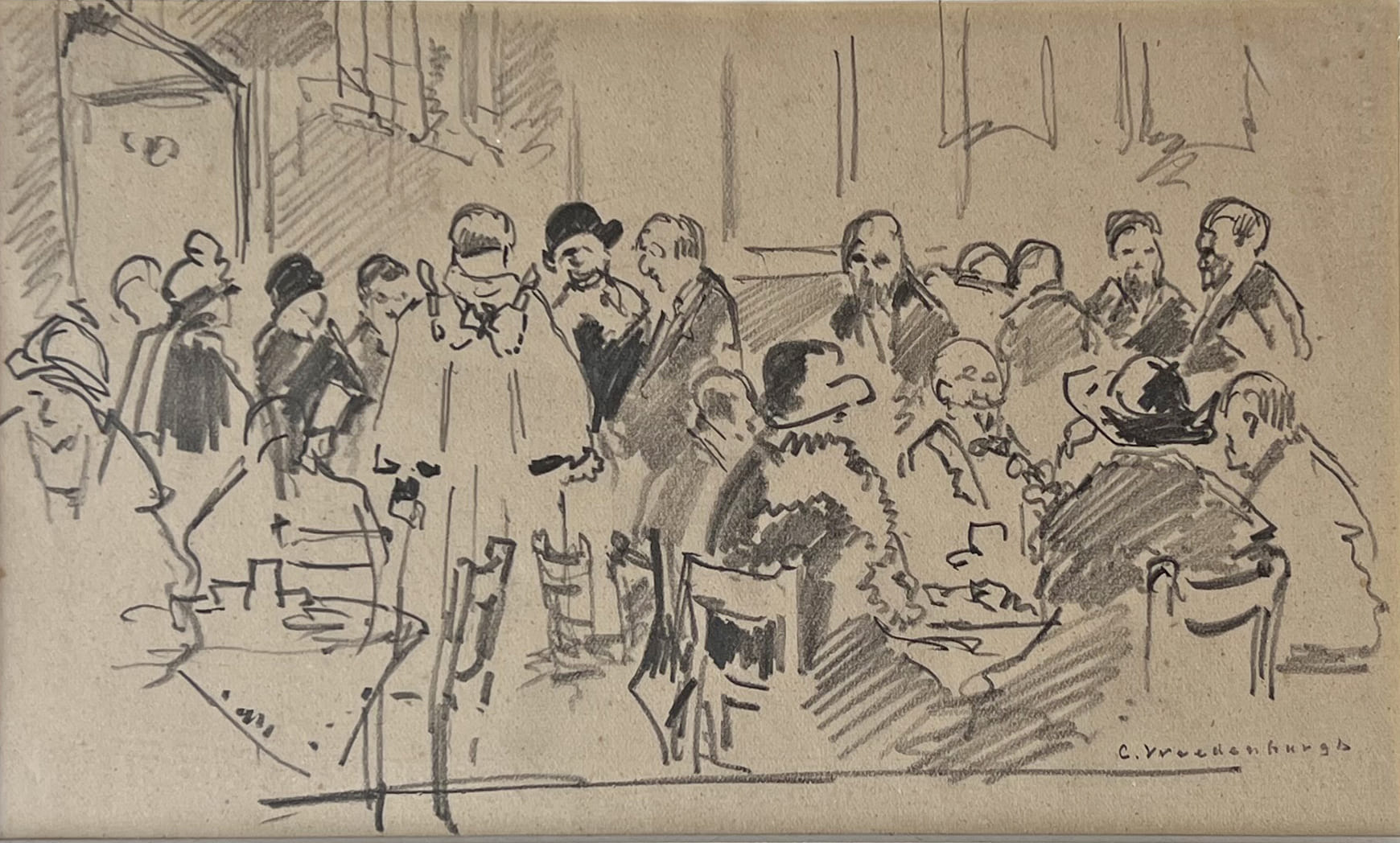 Cafe scene zonder lijst