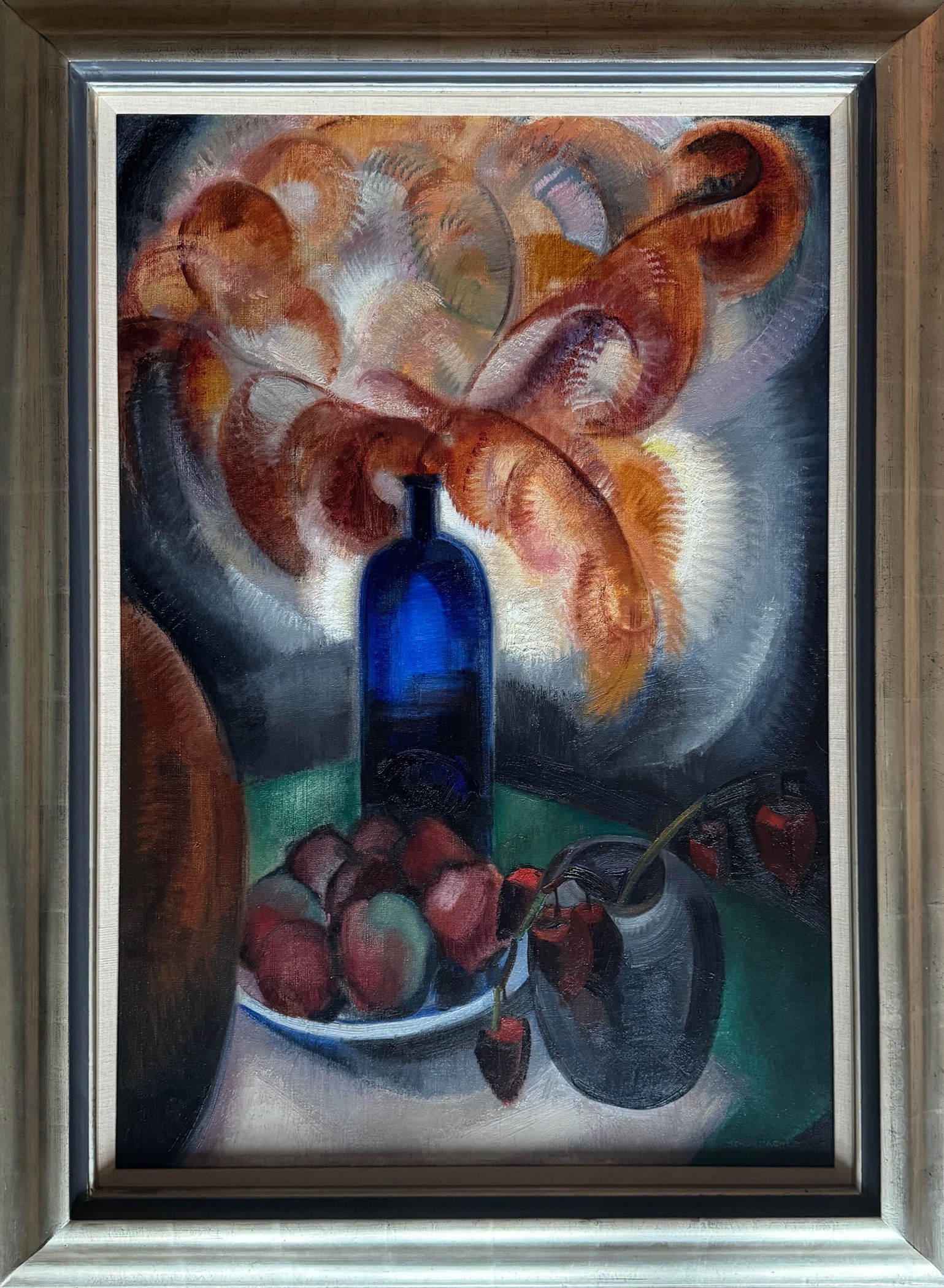 Stilleven met blauwe vaas zonder lijst